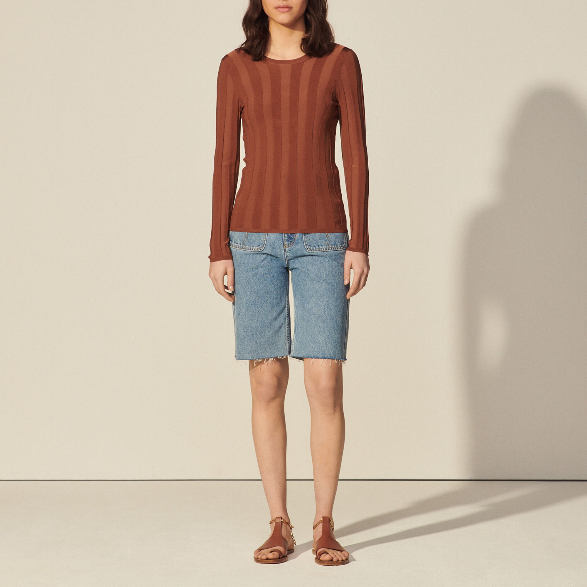 Sandro Sweater With Twist And Ring At The Back In Brown