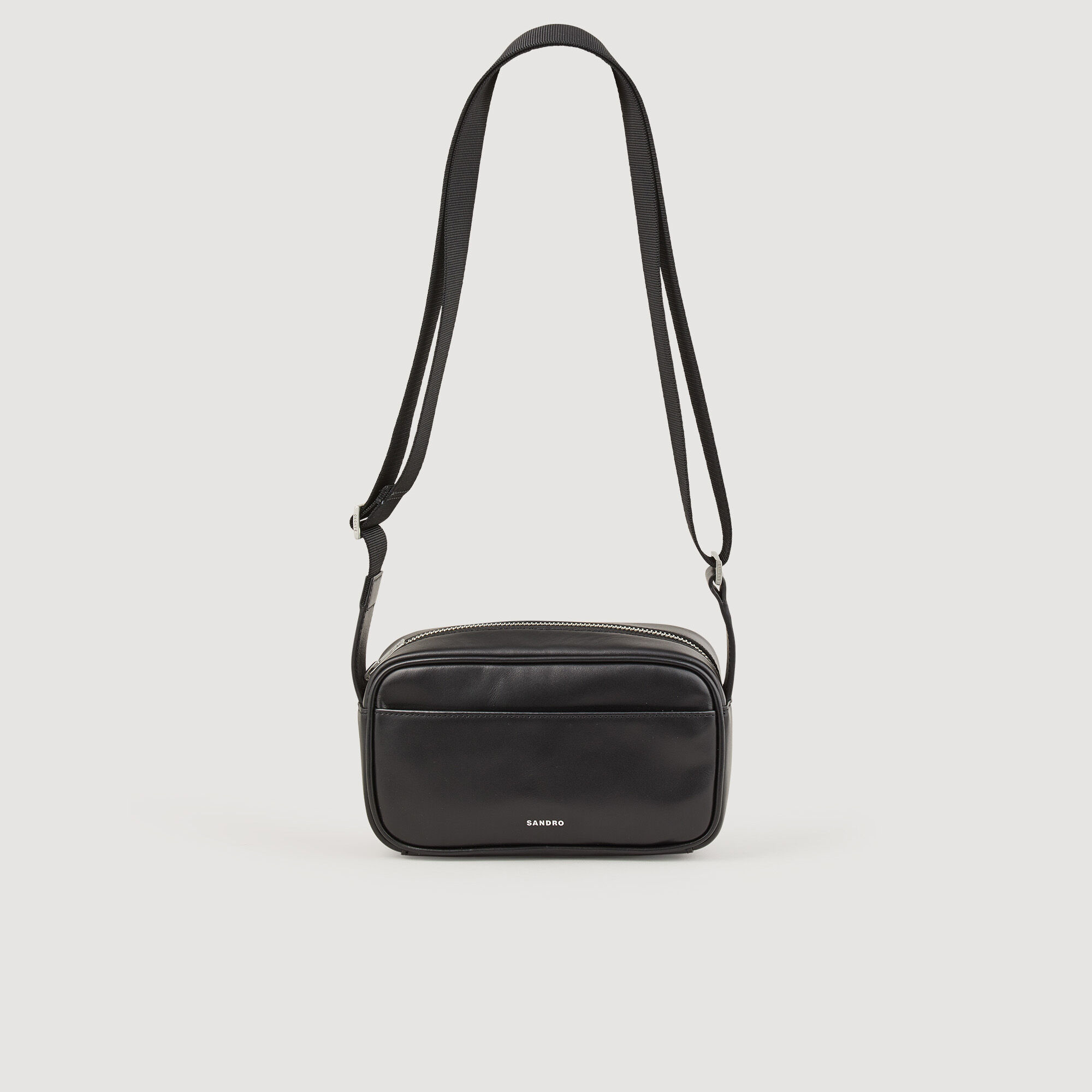 Sandro Small Smooth Leather Bag In Black