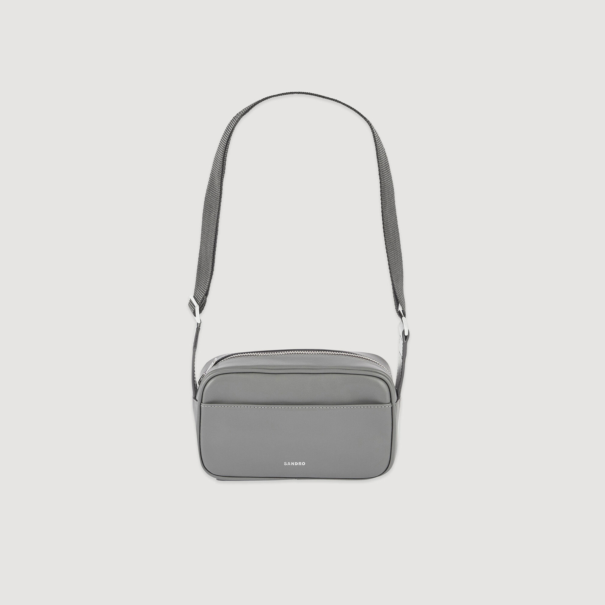 Sandro Small Smooth Leather Bag In Middle Grey