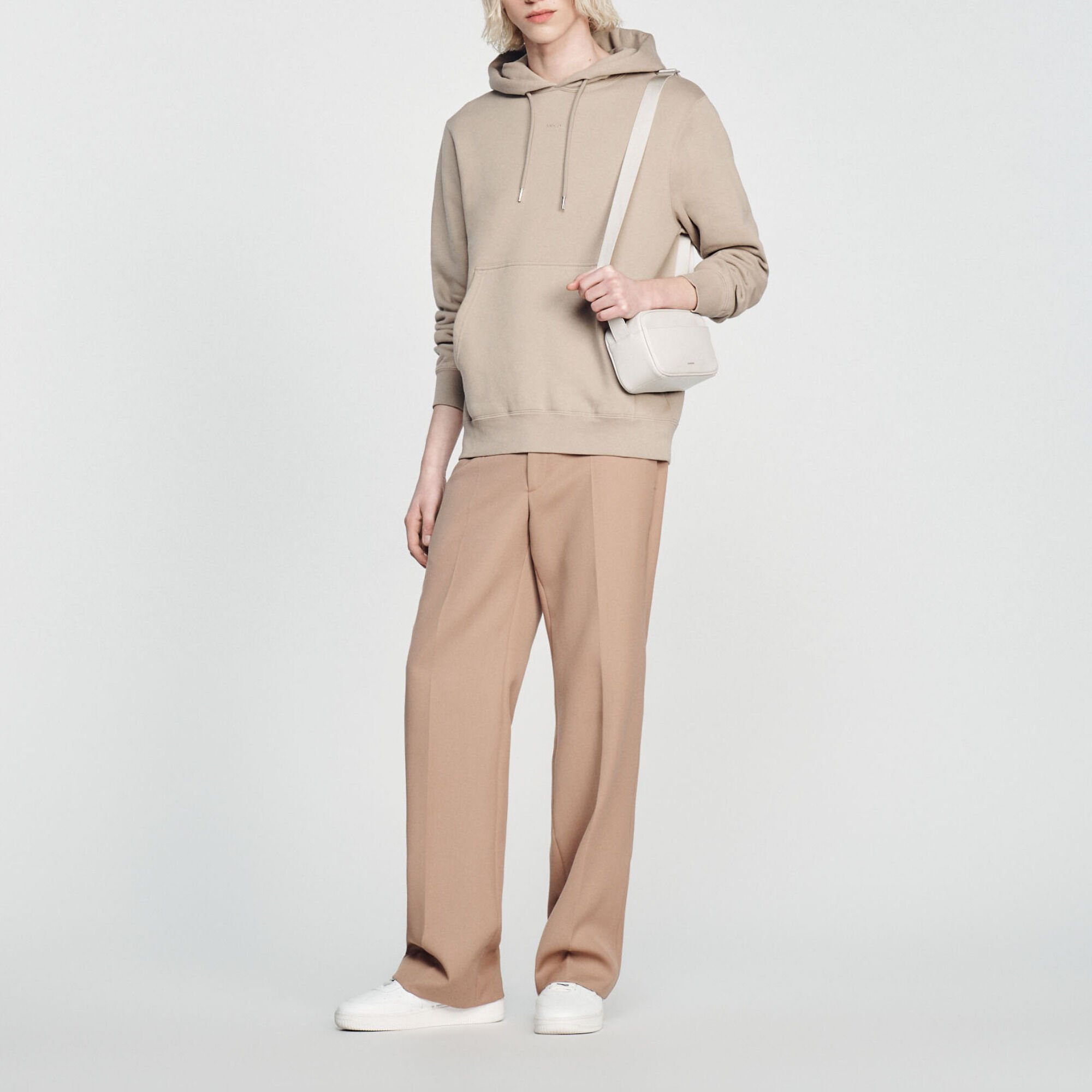 Sandro Embroidered Hoodie In Beige
