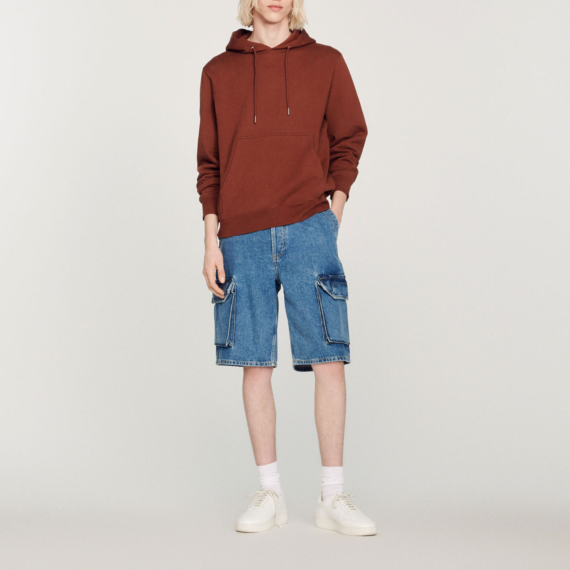 Sandro Embroidered Hoodie In Brown
