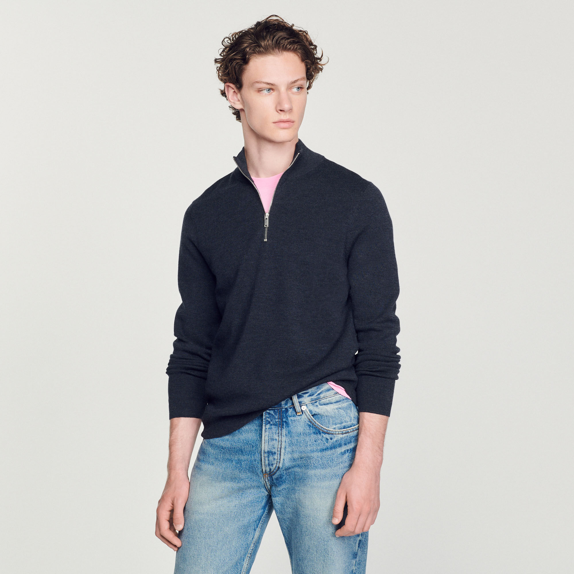 Sandro Wool sweater with zipped collar