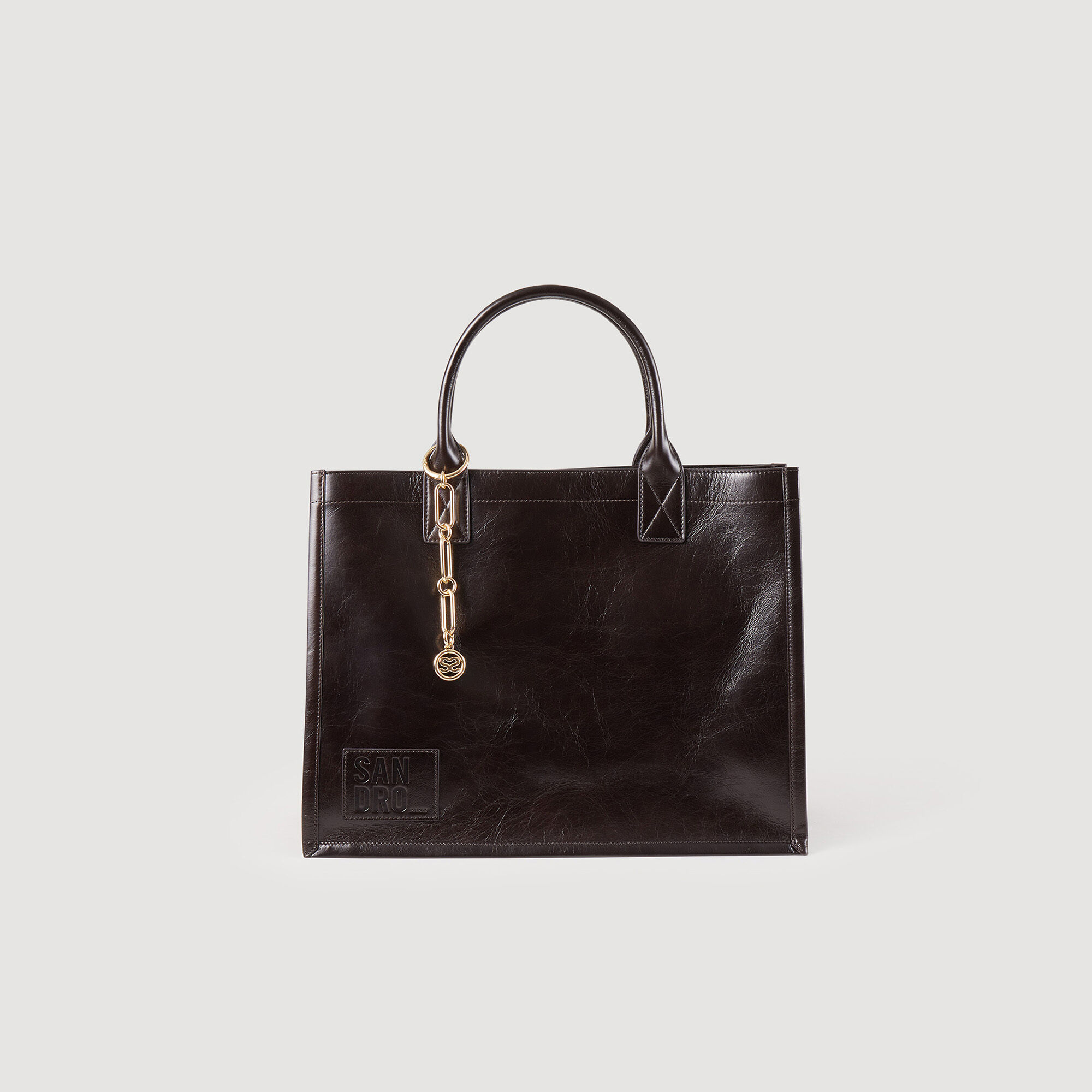 Sandro Kasbah Smooth Leather Tote Bag In Chocolate | ModeSens