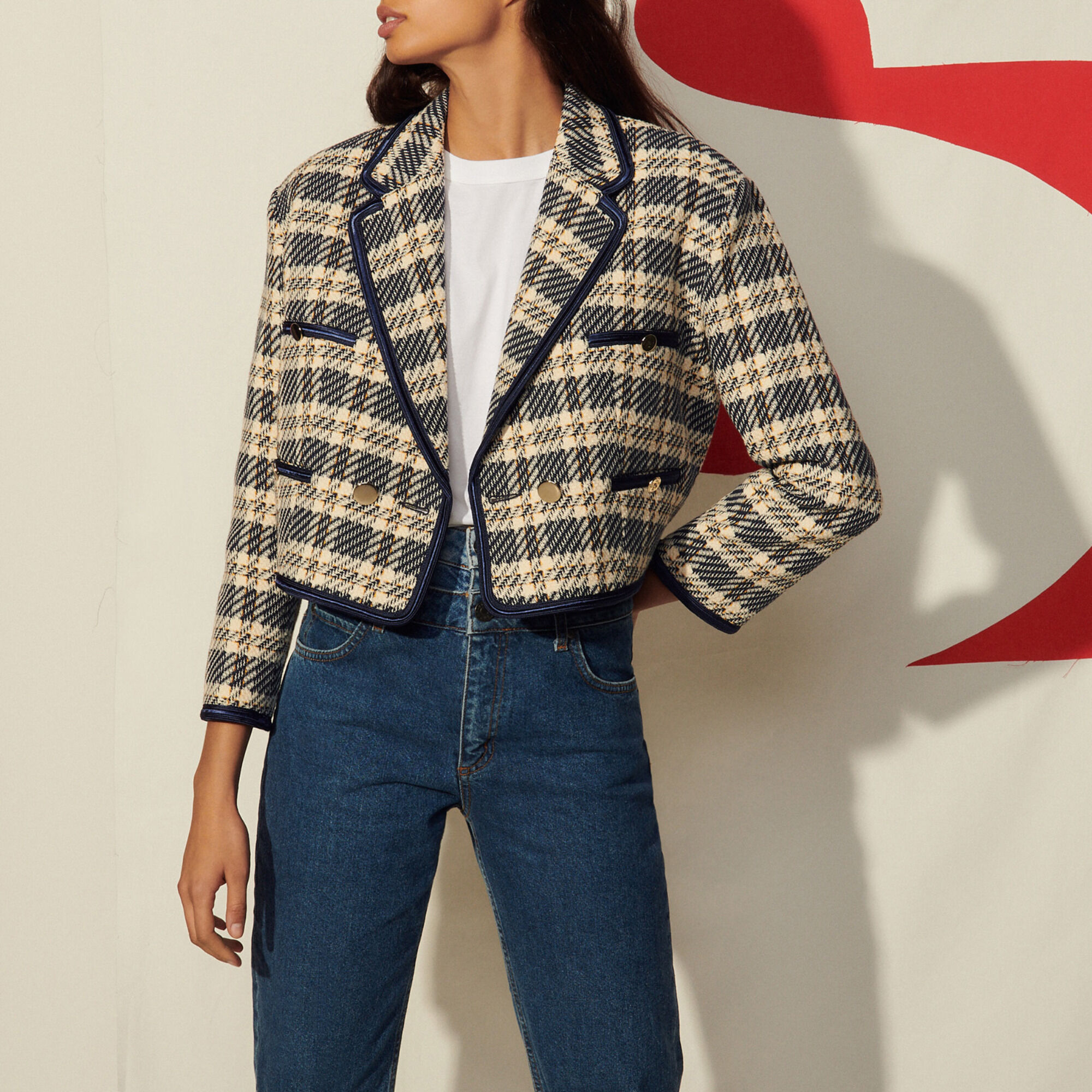 seyto High neck tweed short jacket | angeloawards.com