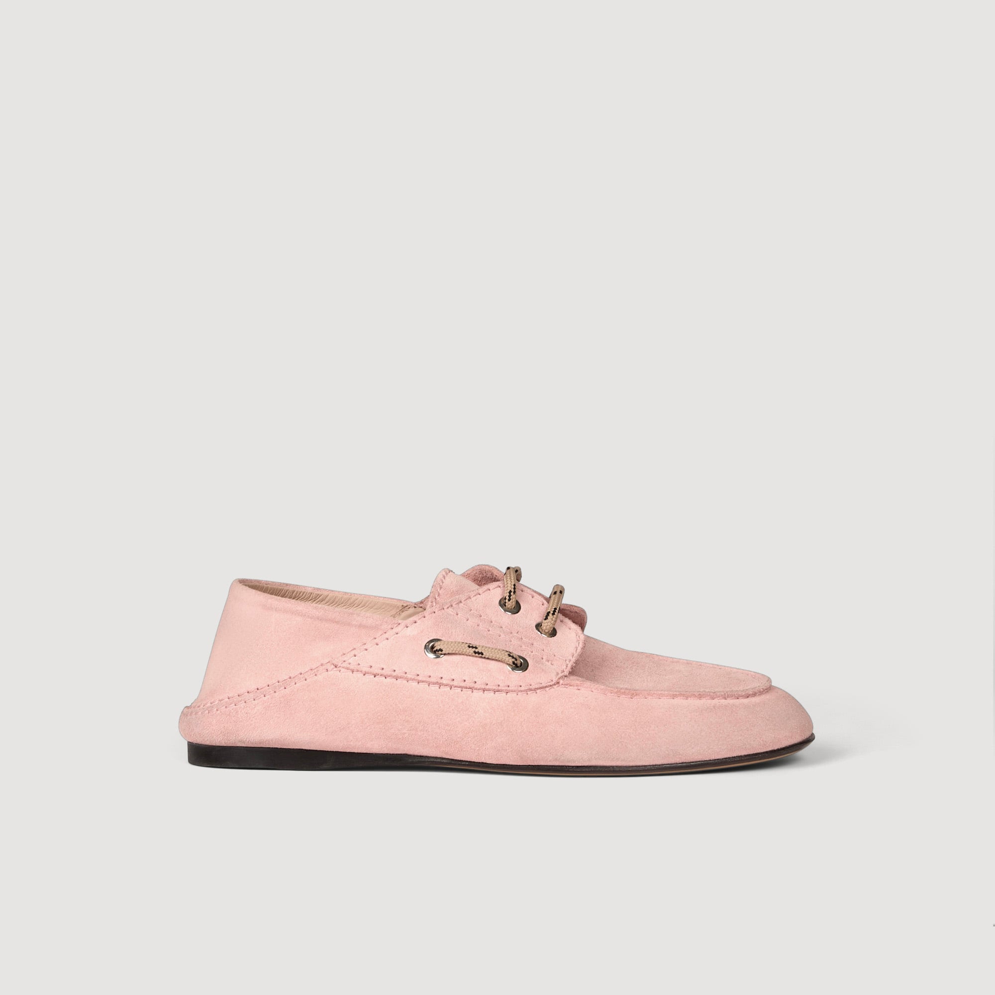 Suede boat shoe loafers in Pink for Women | Sandro Paris