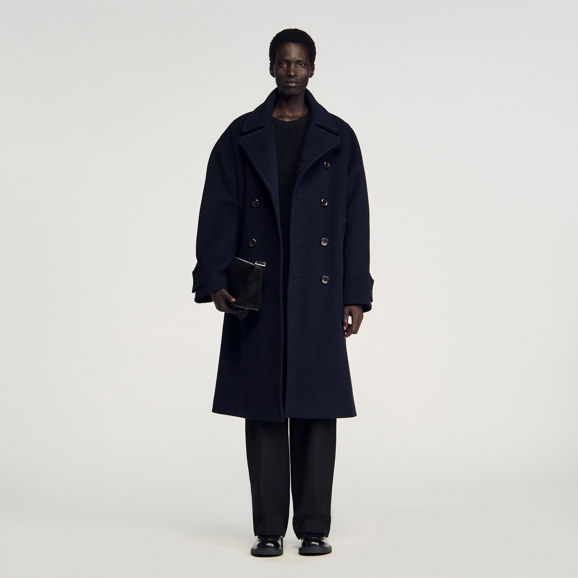 Manteau croisé laine col tailleur