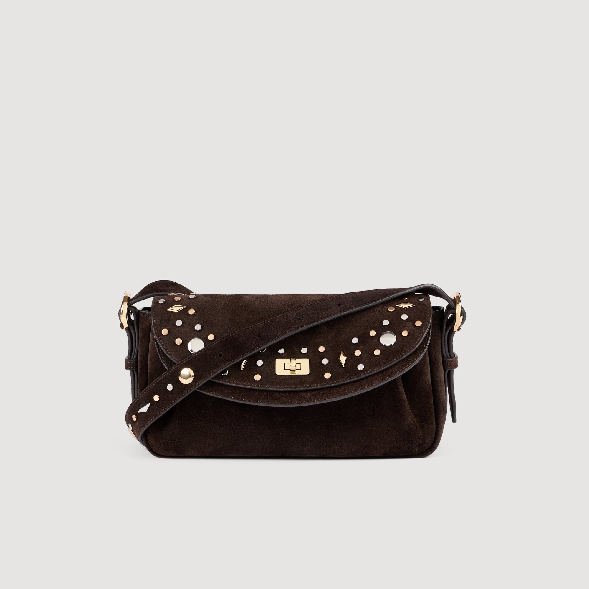LE MAMBO JANYS studded suede bag in Black Brown for Women | Sandro