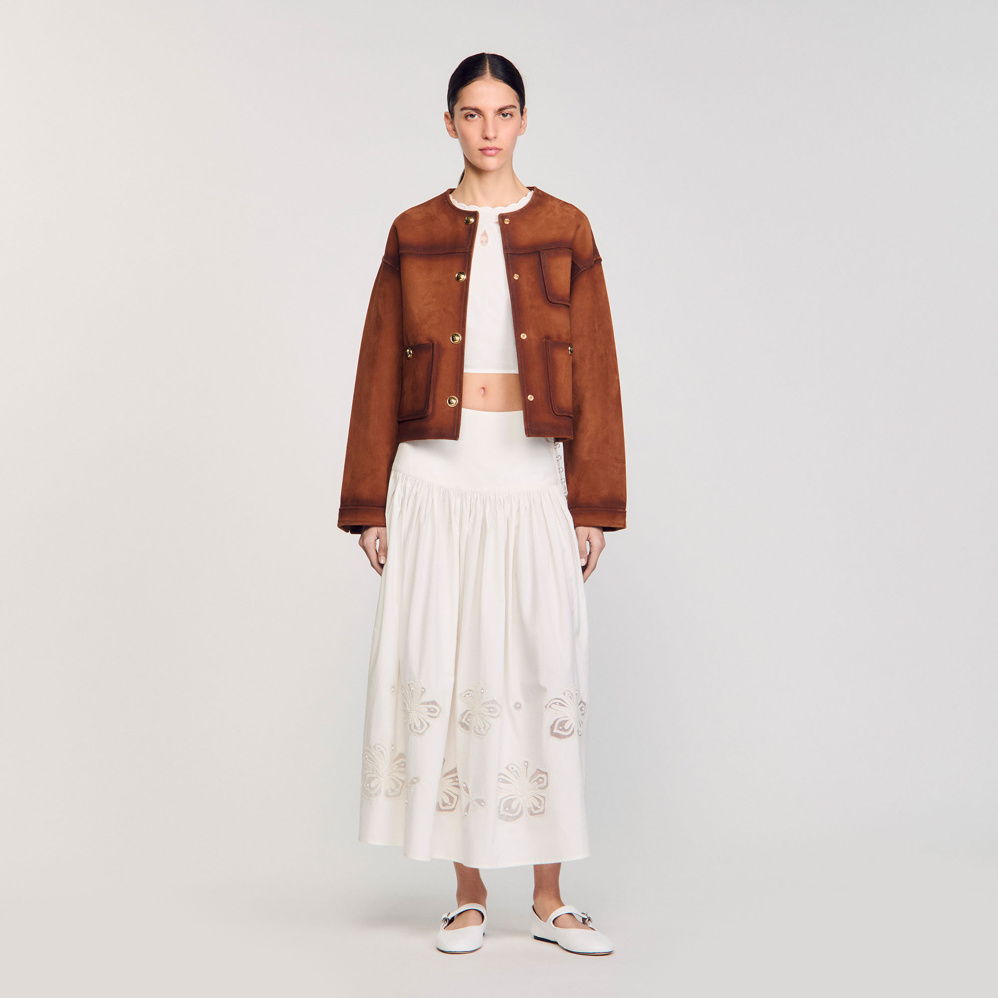 Sandro Maxi poplin skirt