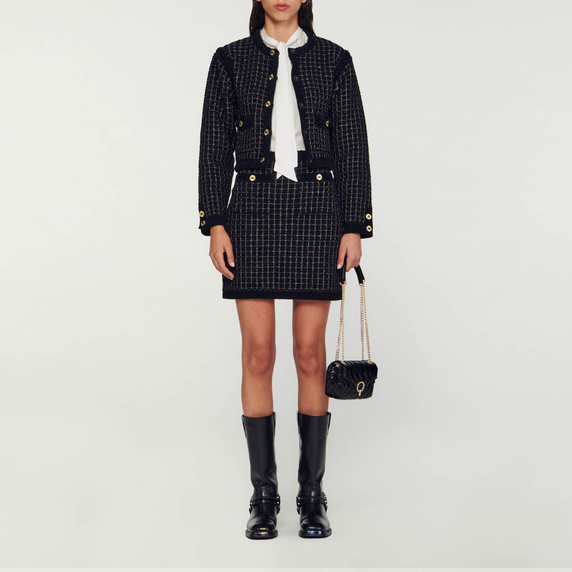 Sandro Short waffle knit skirt