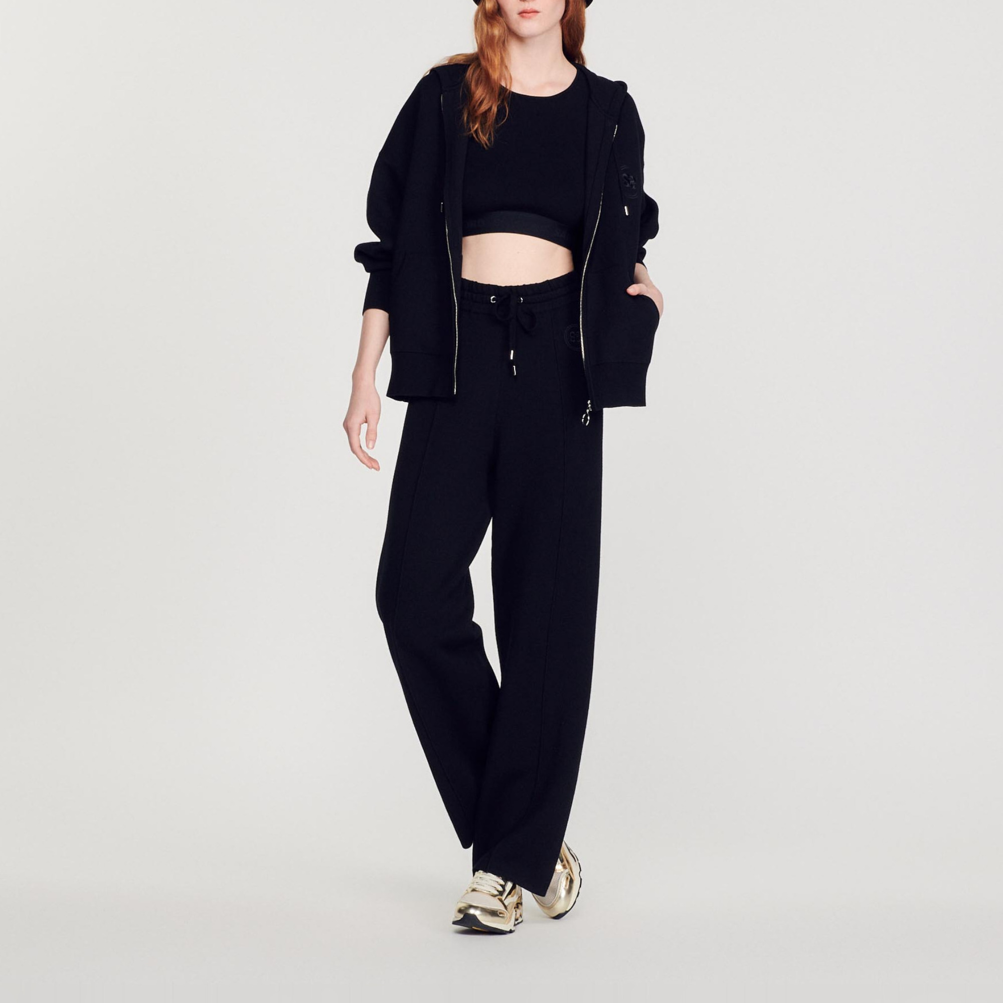 Oversized zip sweatshirt in Black for Women | Sandro Paris