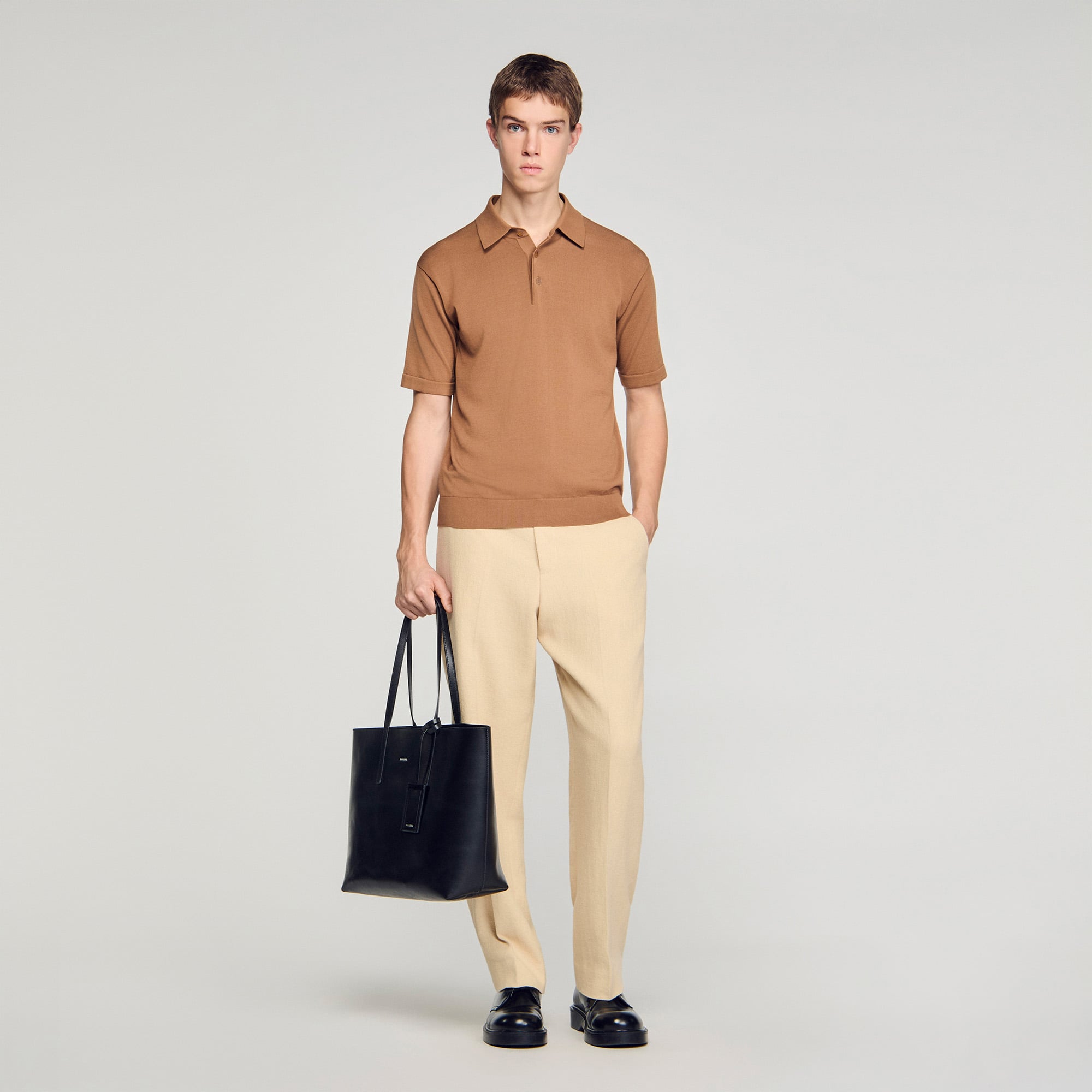 Sandro cotton Knit polo shirt in cotton and silk, with short sleeves
