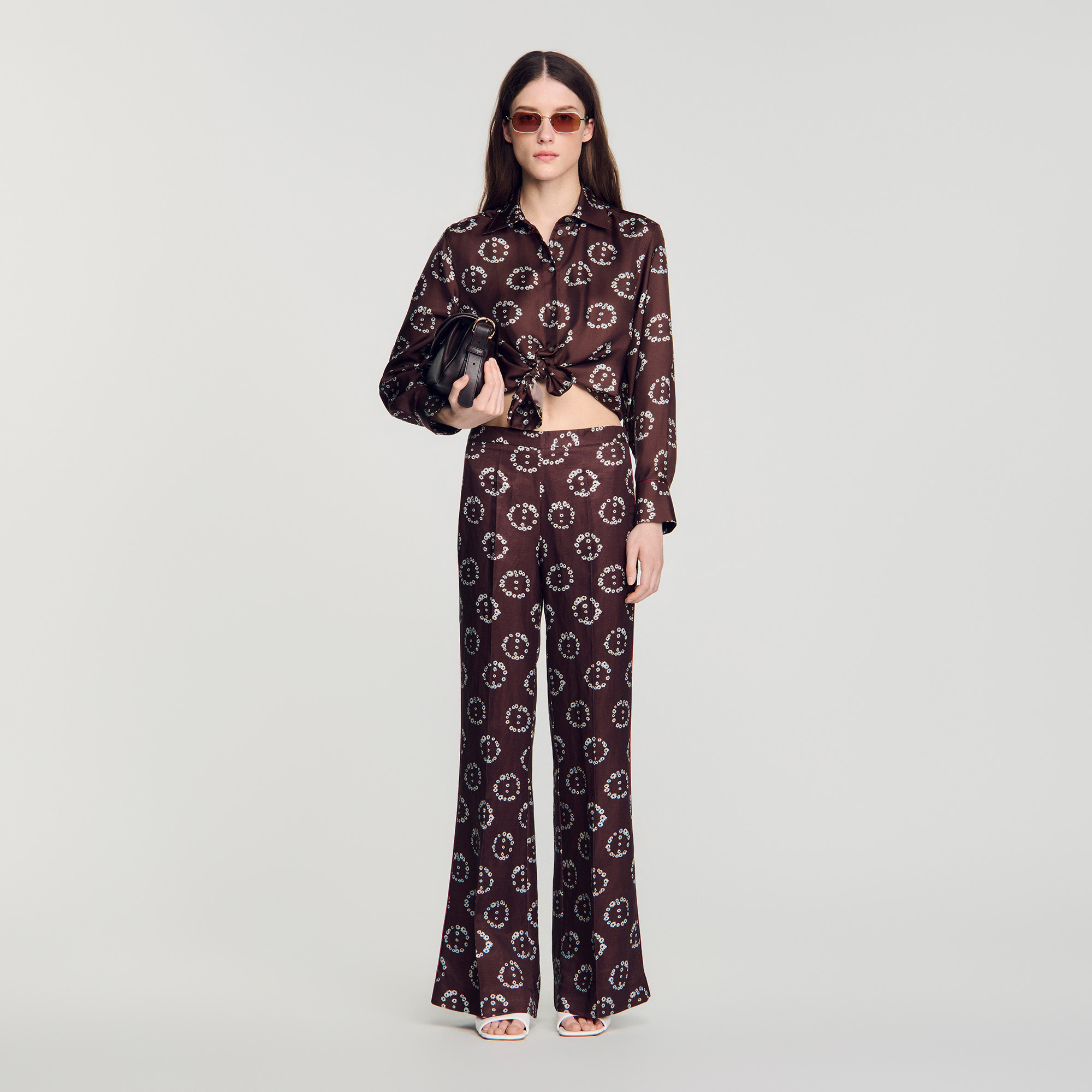 Floral print silk shirt