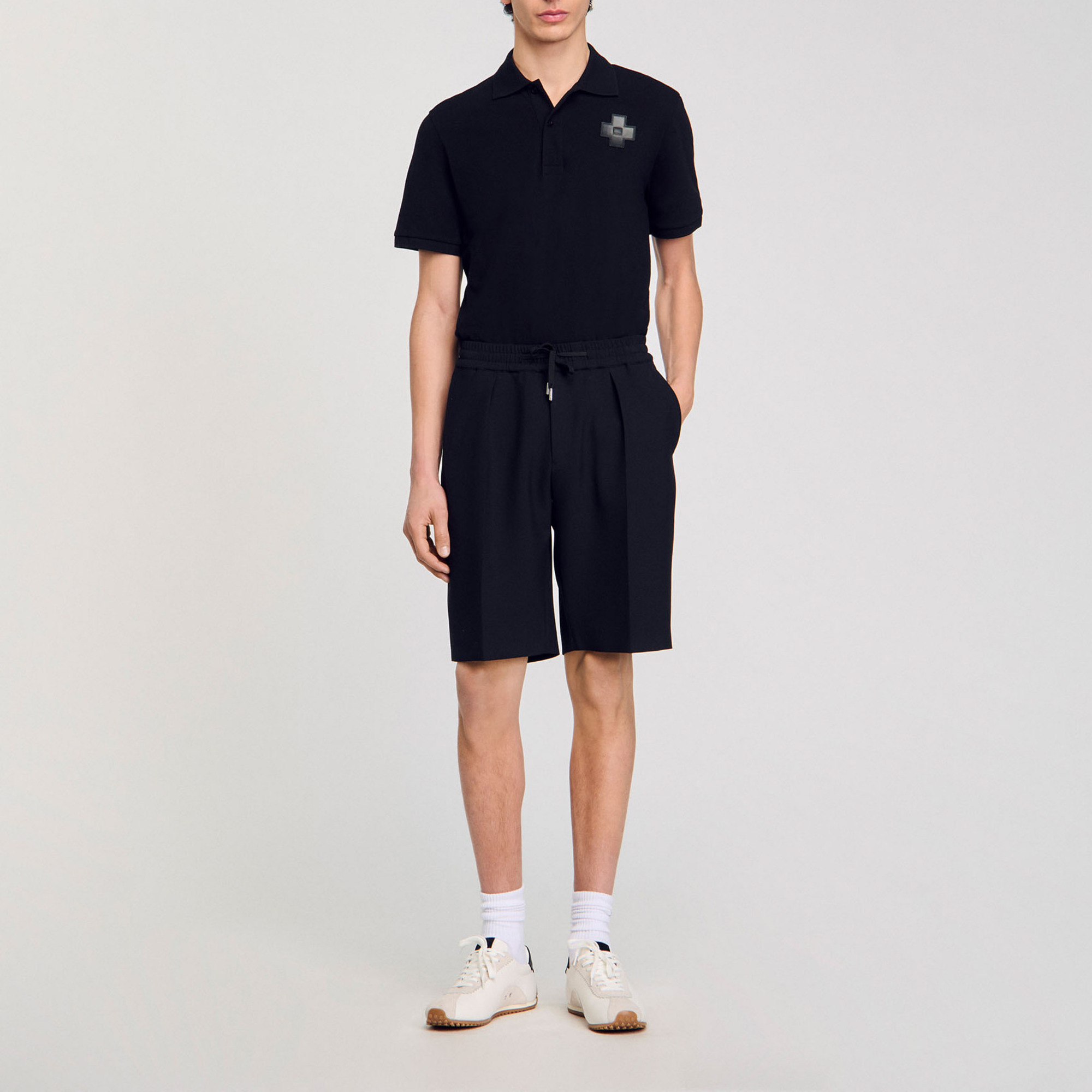 Sandro polyester Jersey Bermuda shorts with drawstring and side pockets