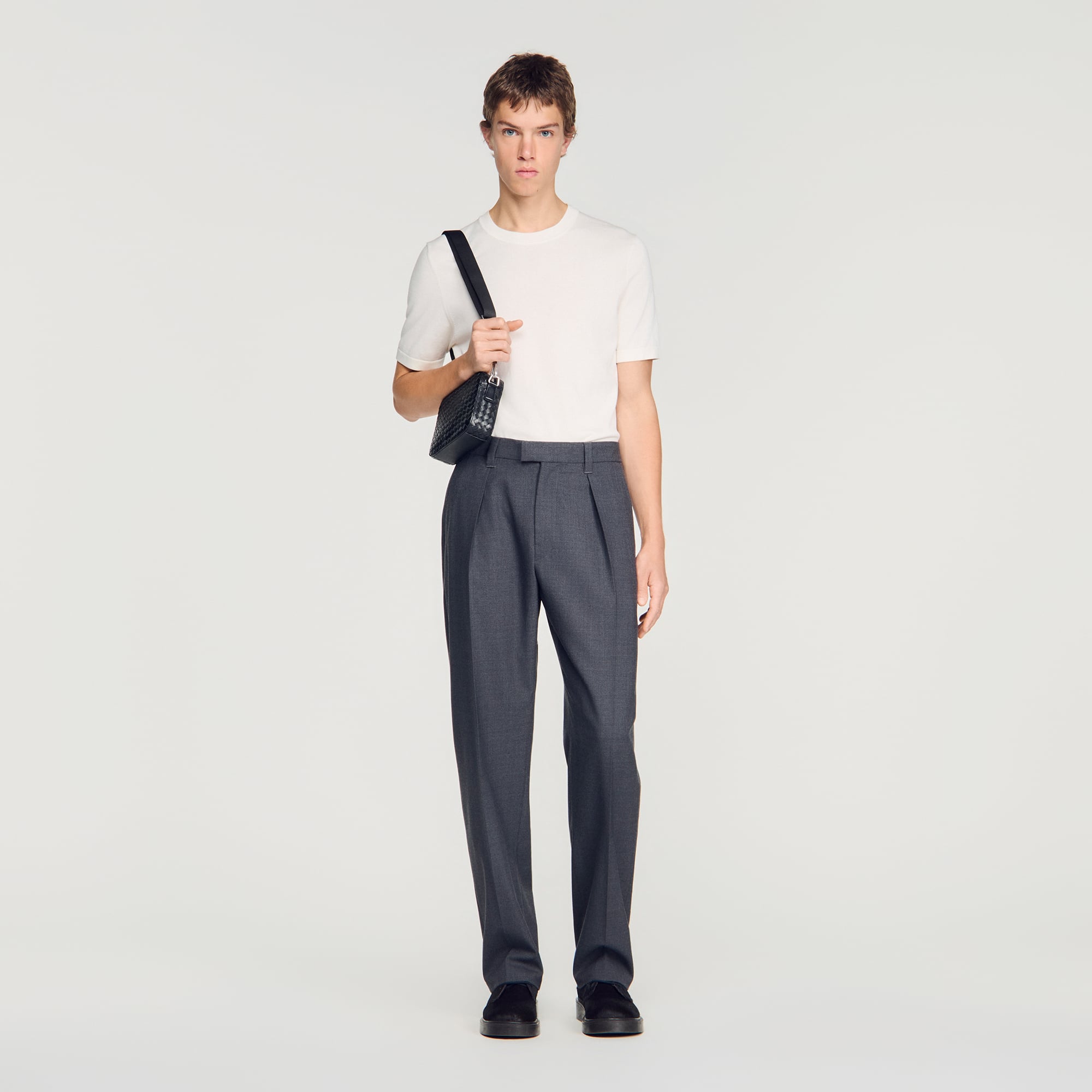 Wide-leg wool trousers