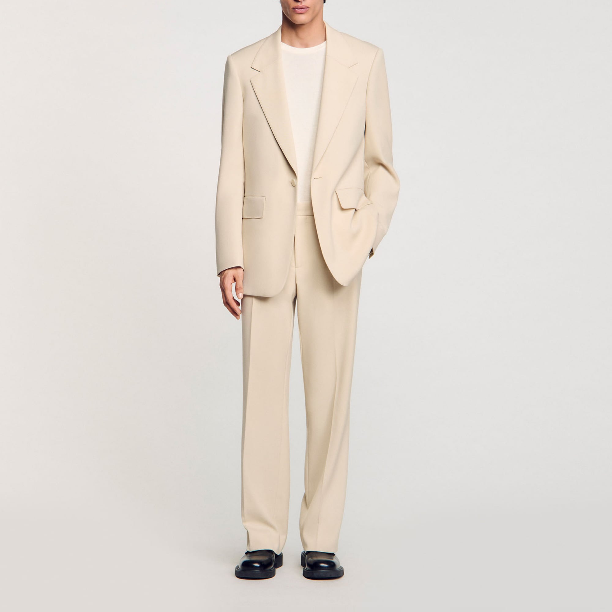 Sandro virgin Oversized wool suit jacket with long sleeves, button fastening and back vent