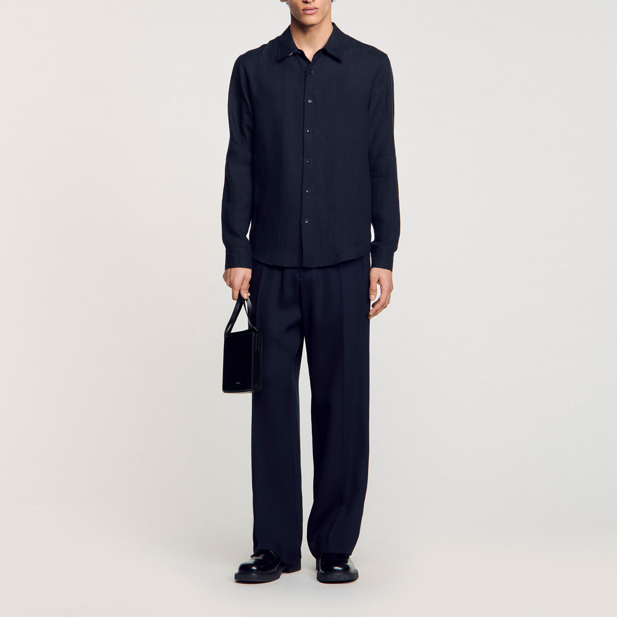 Sandro linen Linen shirt with button placket and long sleeves