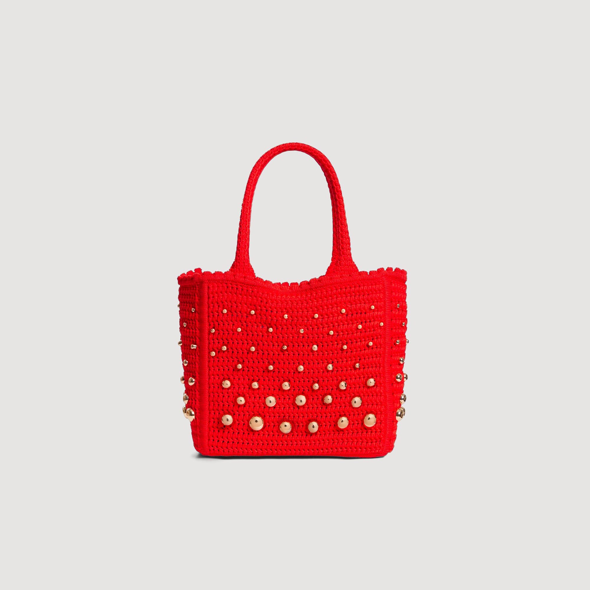 Sandro viscose Crochet mesh bag adorned with metal studs