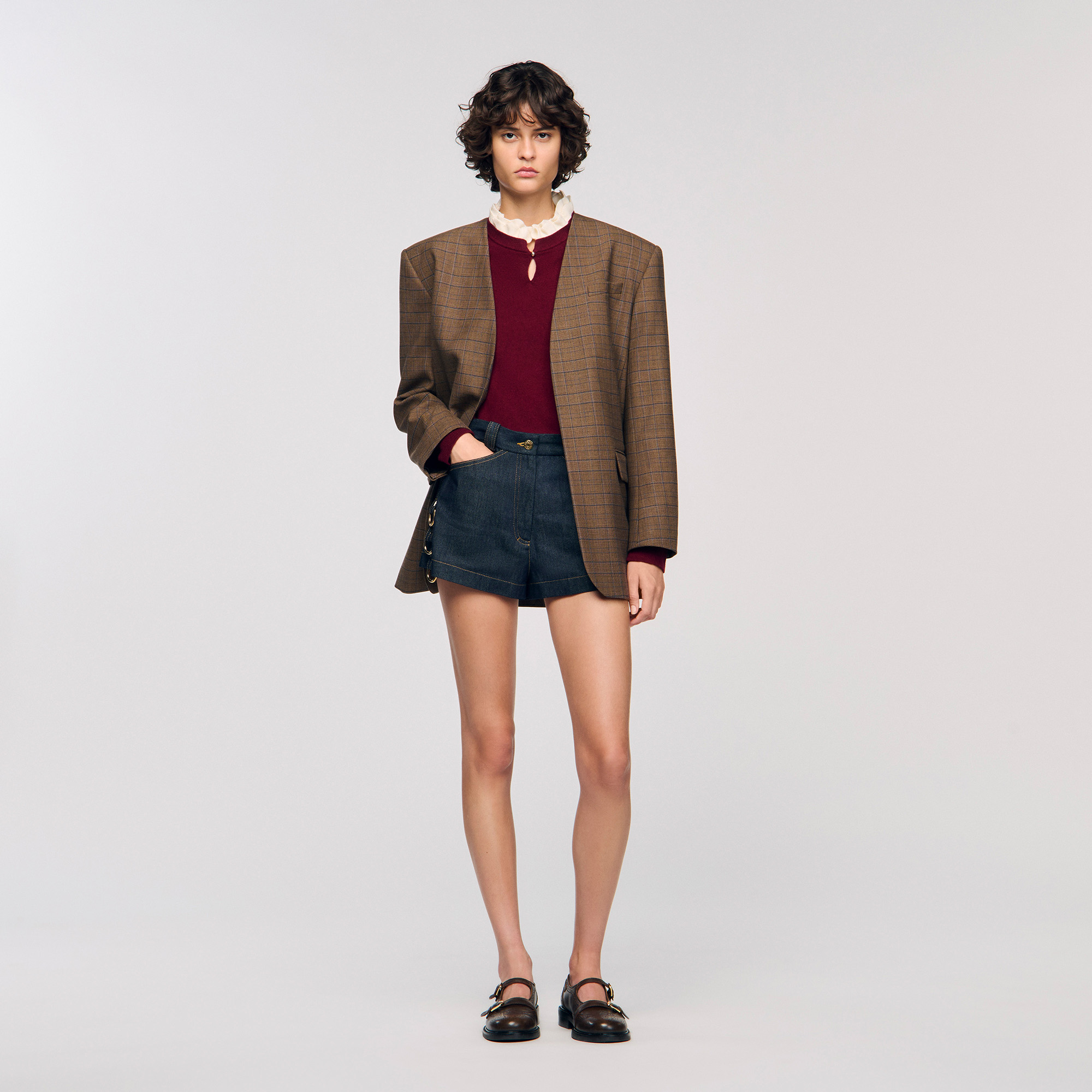 Sandro Ruffled-neck sweater