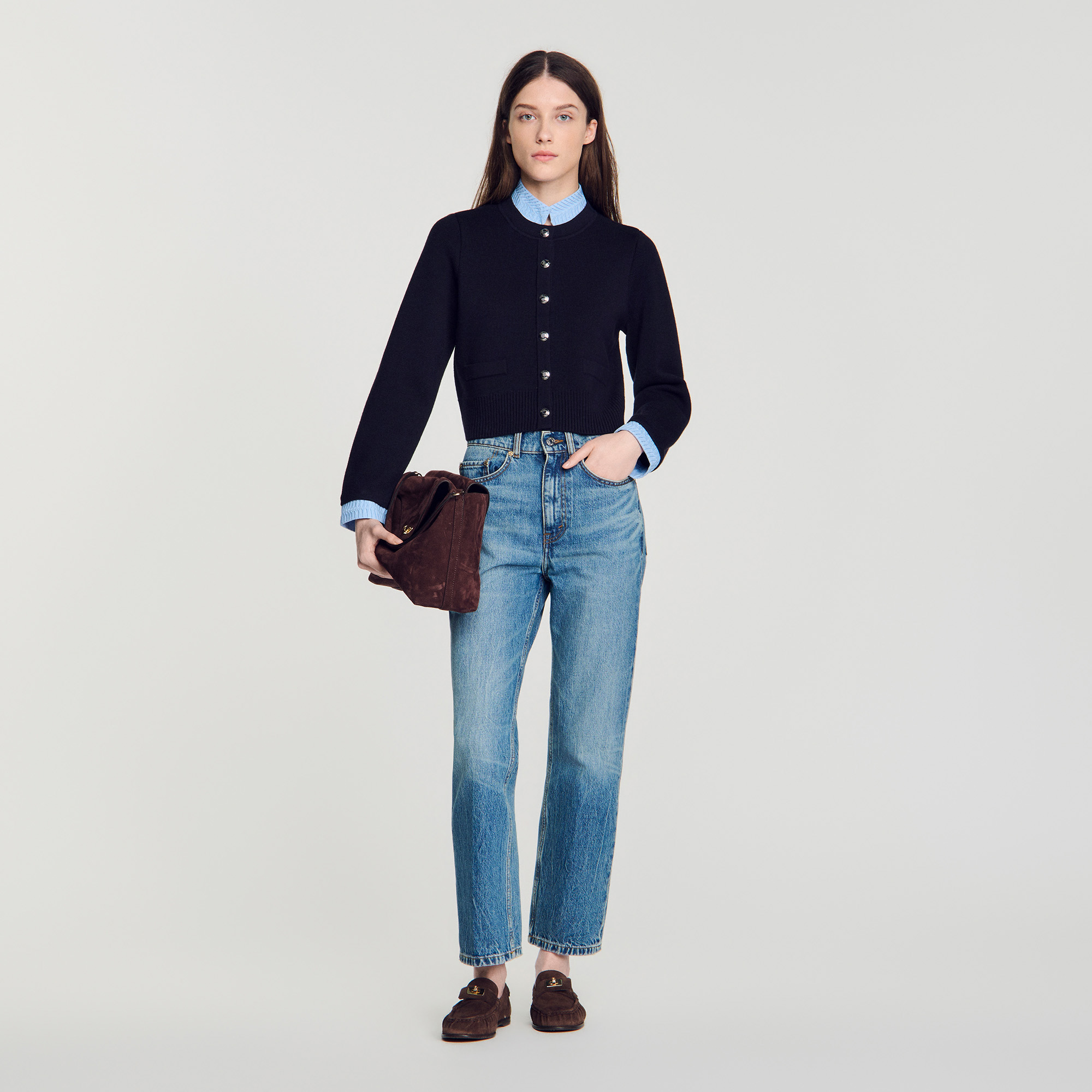 Two-tone origami collar cardigan