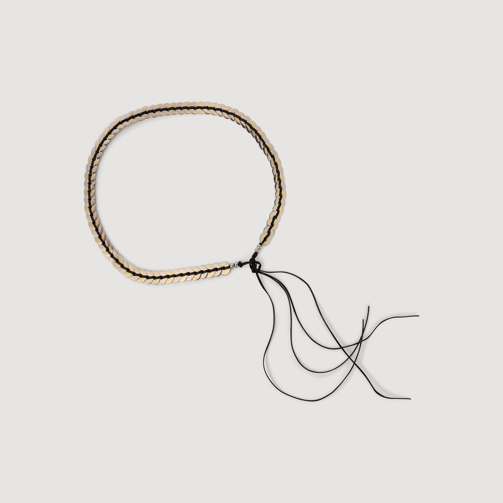 Sandro leather Jewellery belt composed of metal discs and a leather tie
