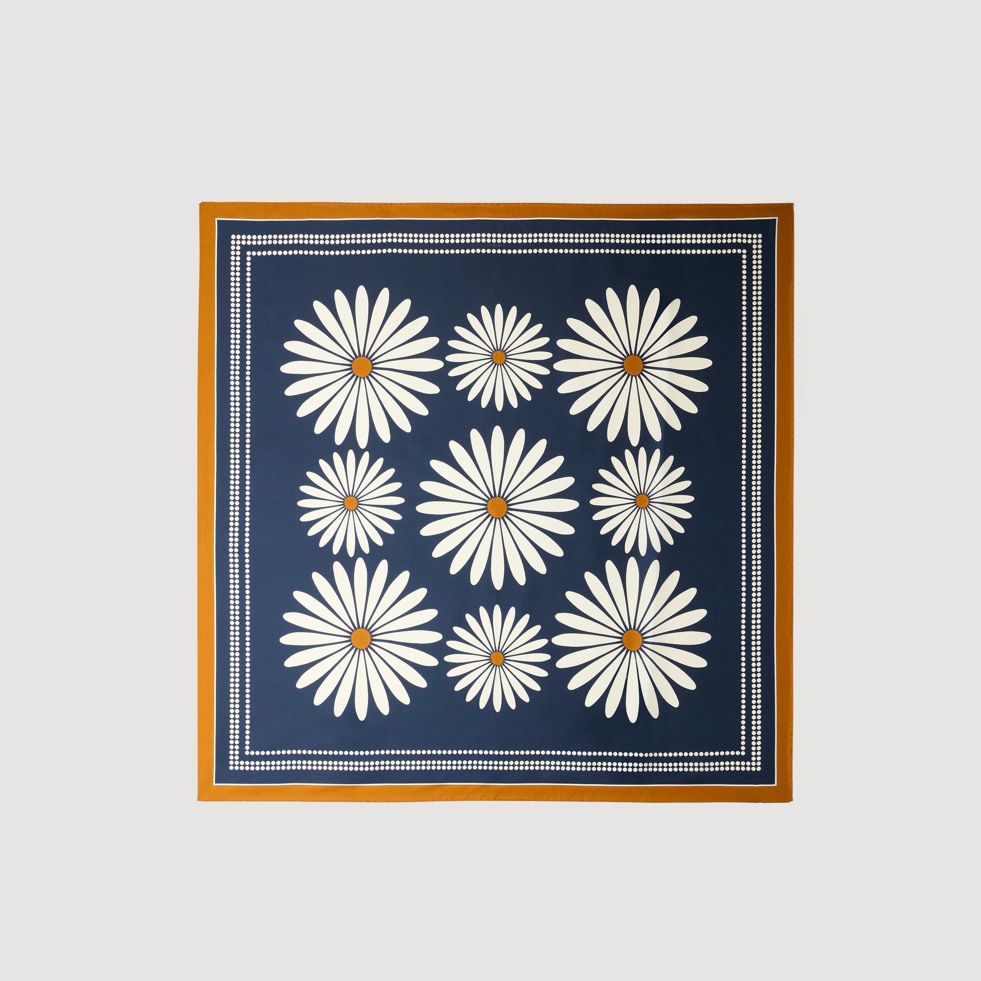 Floral silk scarf in Deep blue / Ocher for Women | Sandro Paris