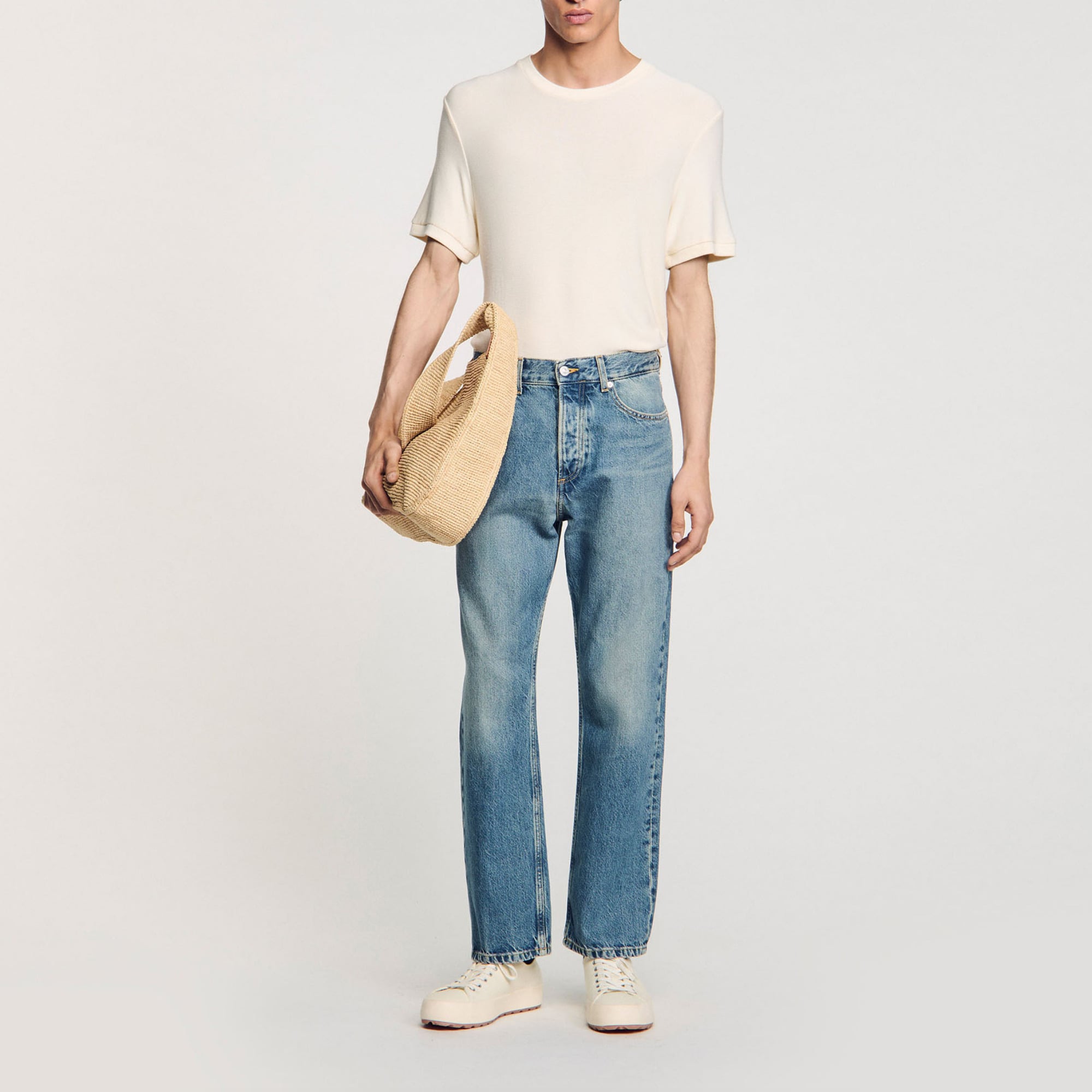 Sandro cotton Faded loose-fit jeans with pockets, belt loops and jacron on the back