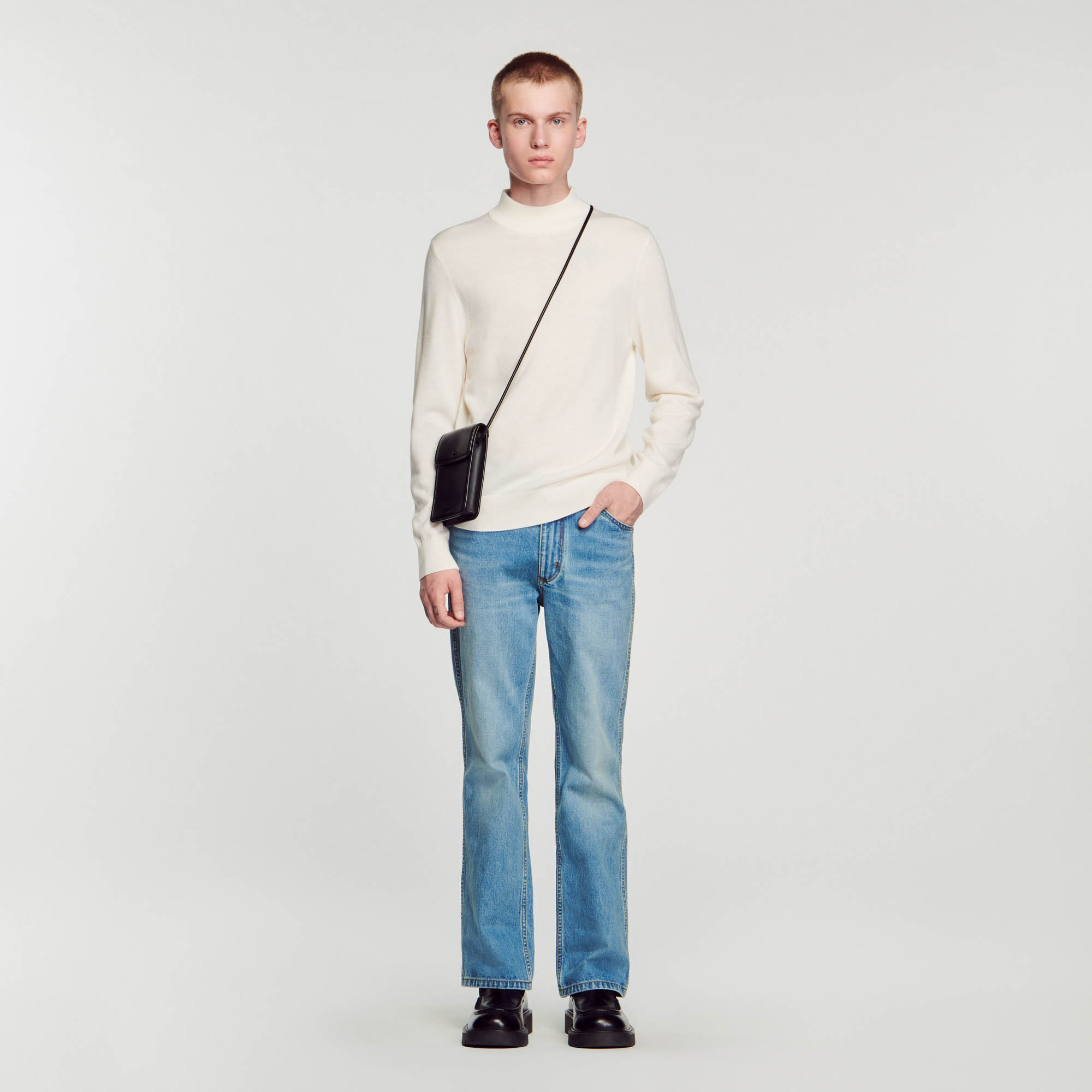 Sandro acrylic Wool sweater with long sleeves and a ribbed stand-up collar