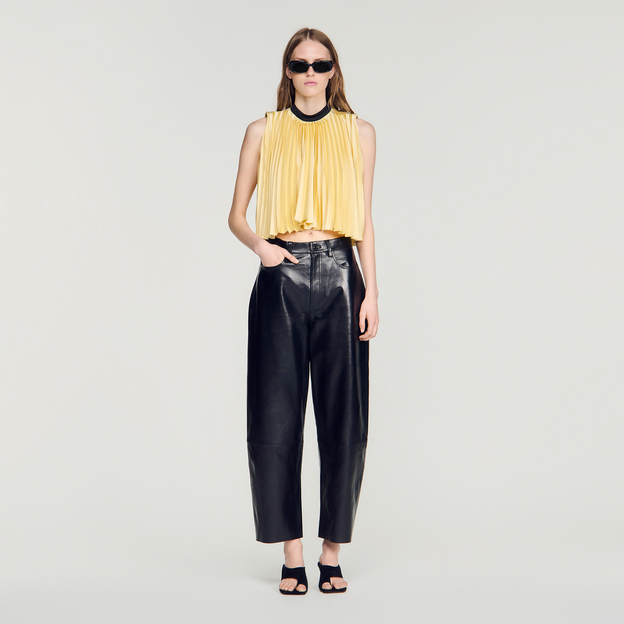 Pleated tie-back top