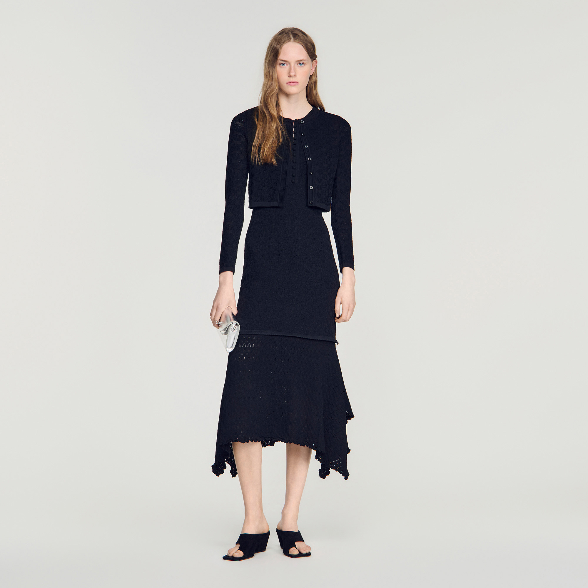 Decorative pointelle cardigan