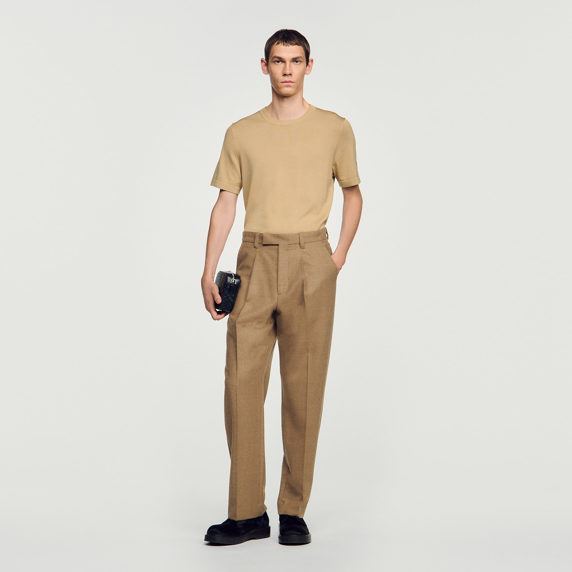 Wide-leg wool suit trousers