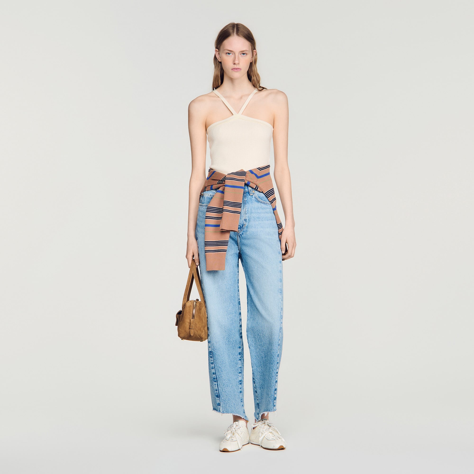 Short ribbed knit top