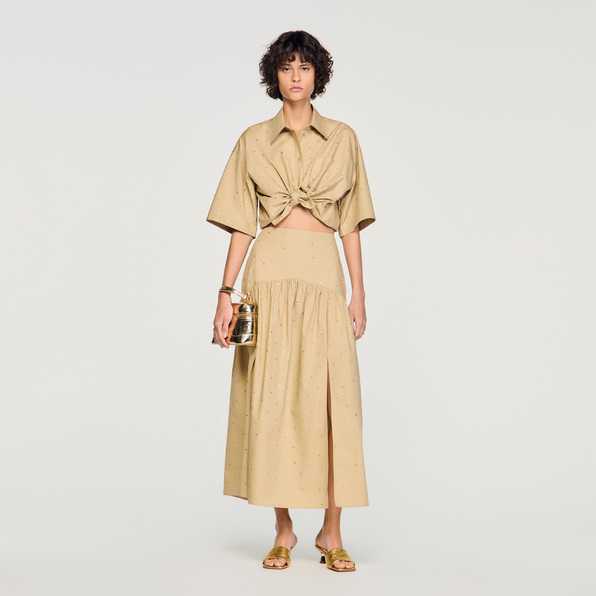 4/19迄andmary Dorothy rompers skirt beige ANDMARY】Dorothy rompers skirt