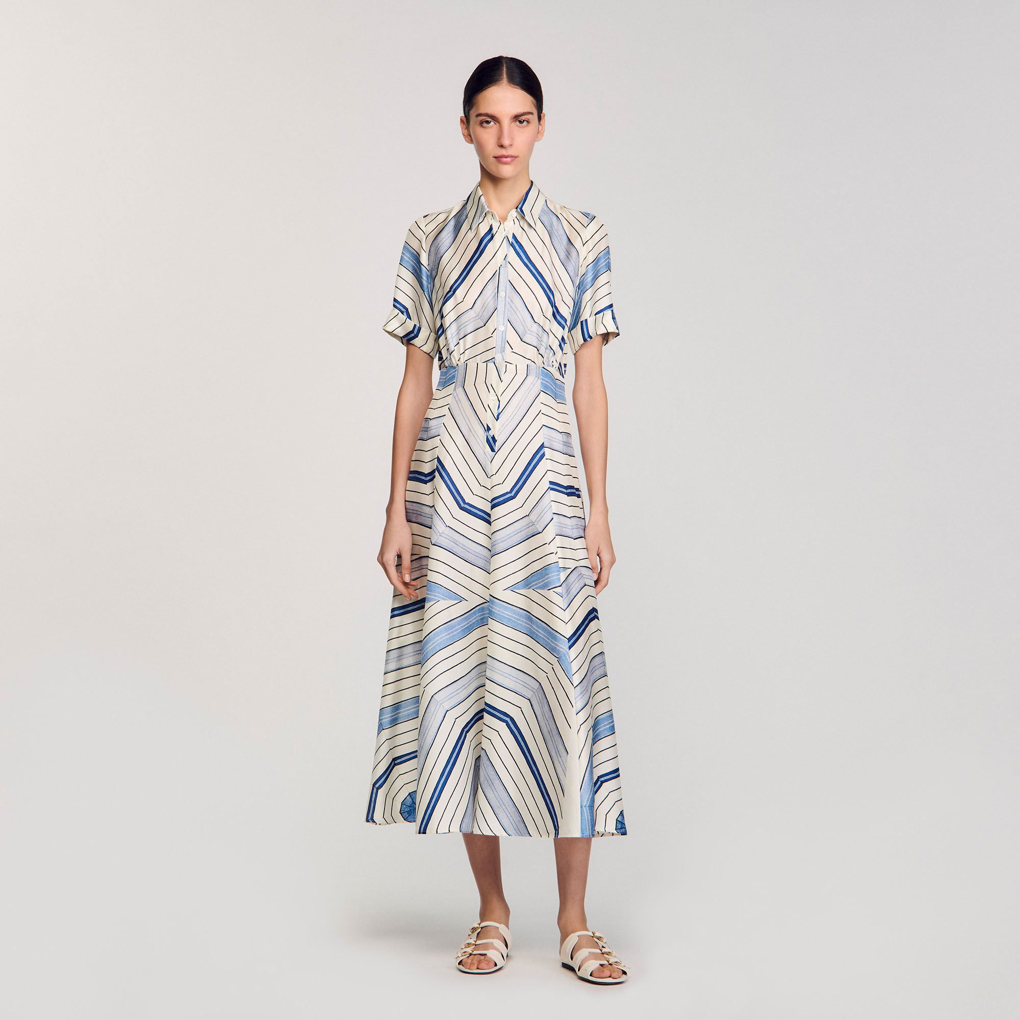 Sandro Spiral-motif silk midi dress