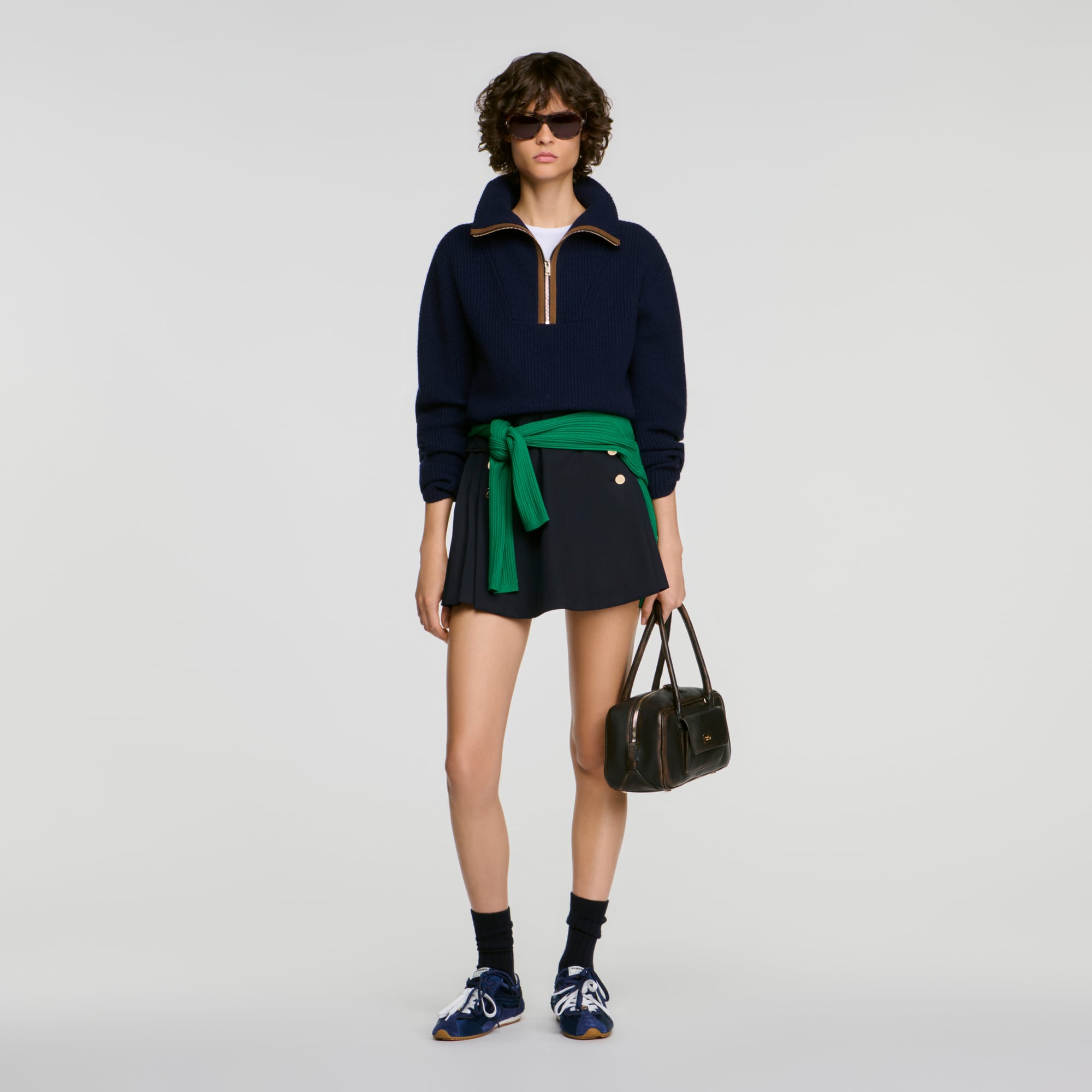 Wool and cashmere half-zip sweater