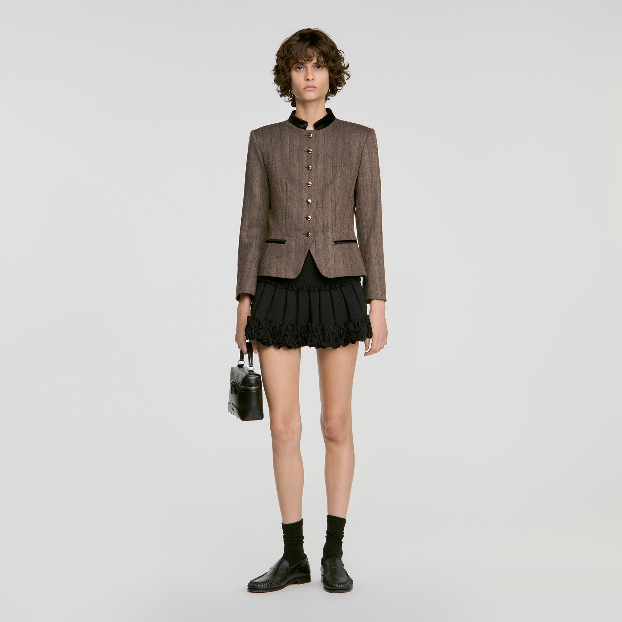 Striped wool suit jacket
