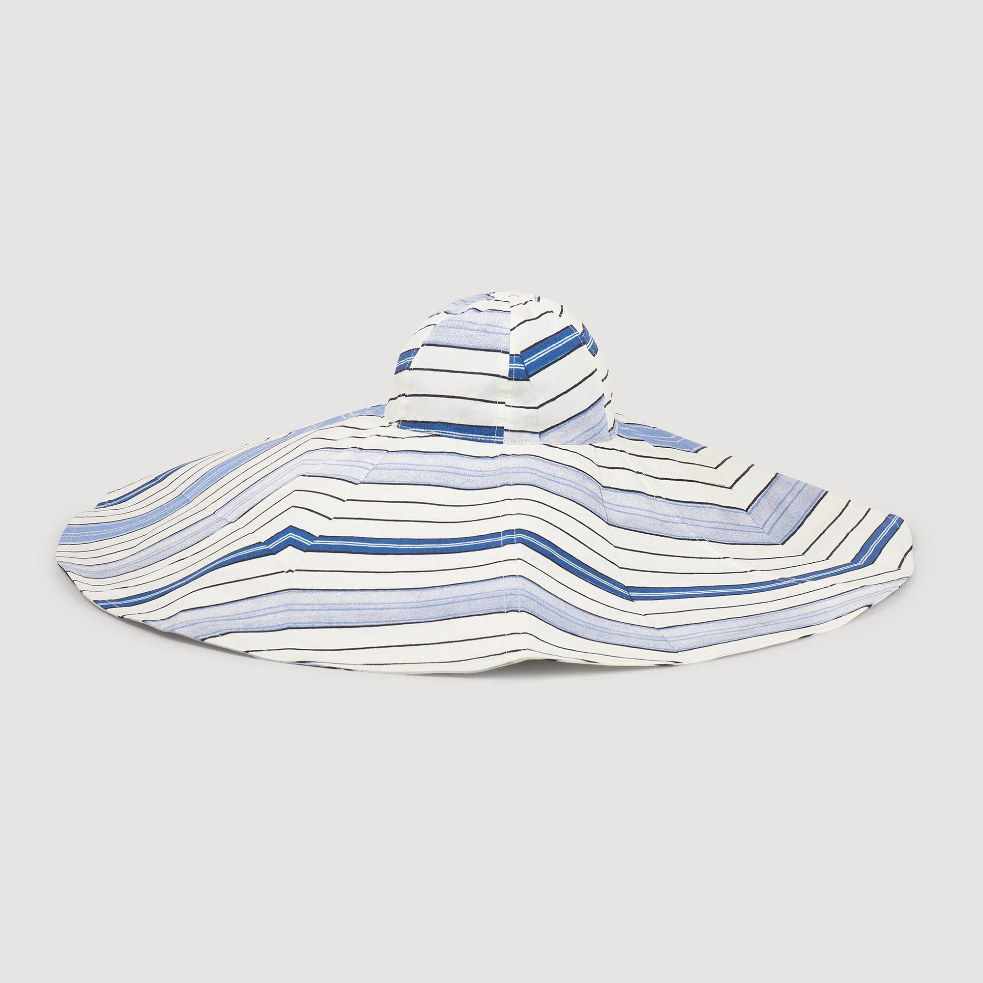 Striped cotton floppy sun hat