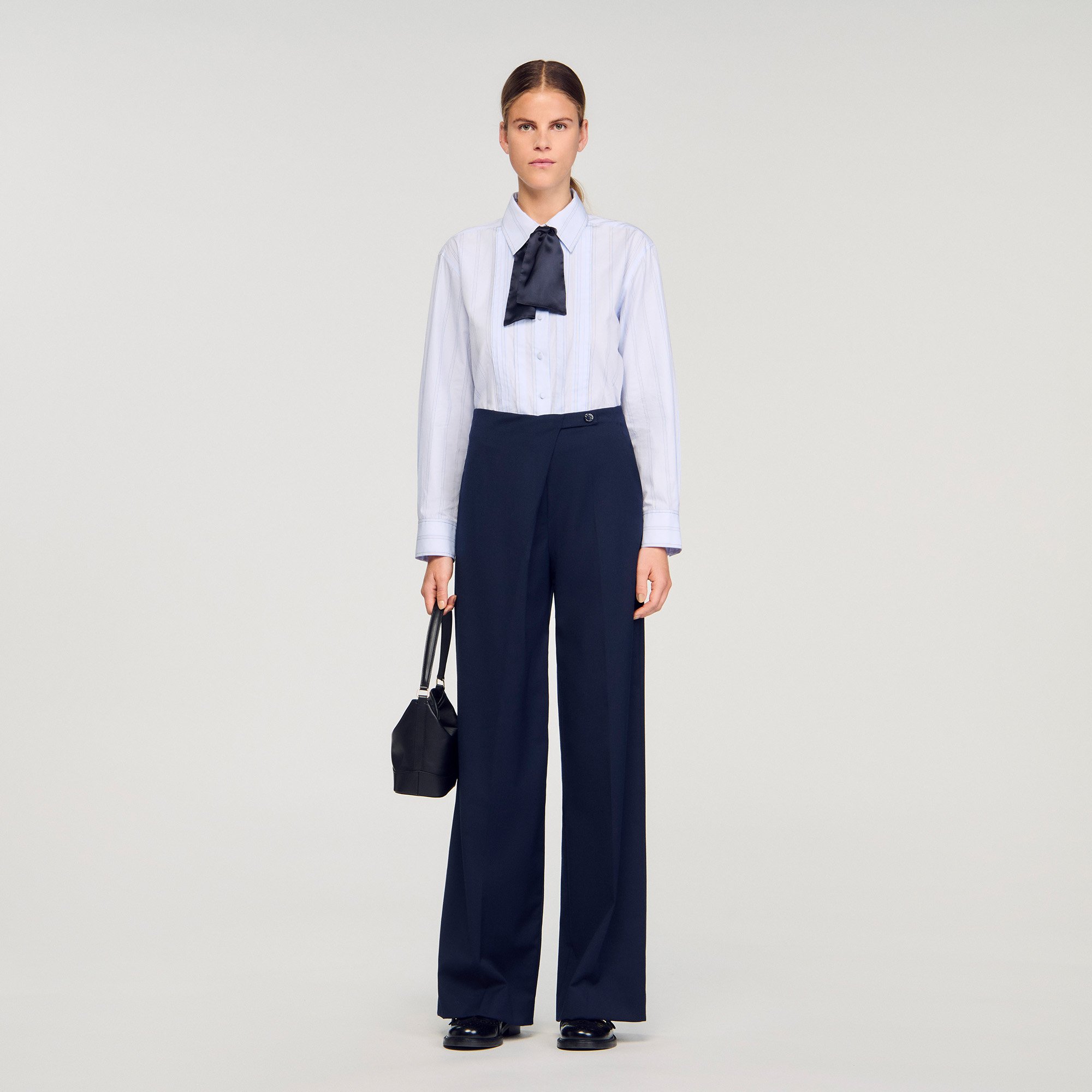Asymmetric straight-leg trousers