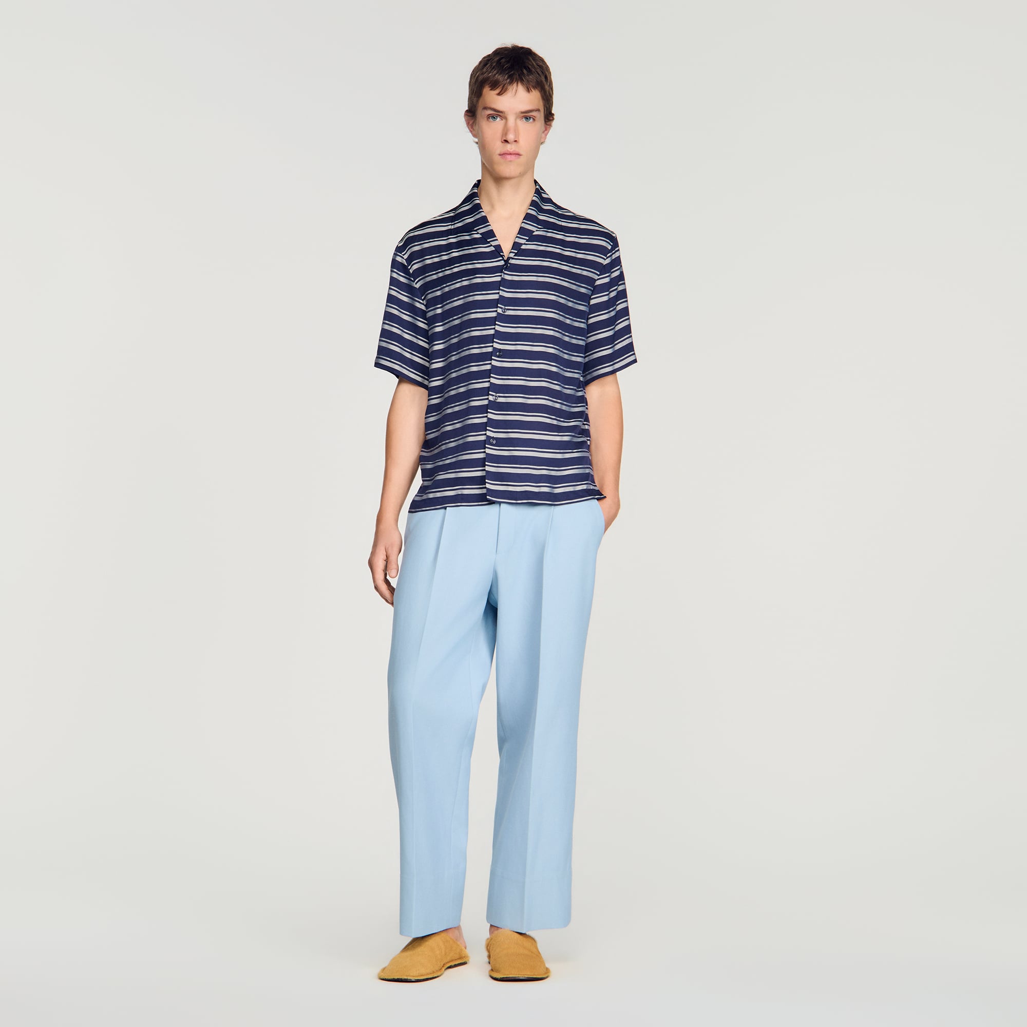 トップス PABLO VINCI Ombre striped shirt Striped boat neck shirt in Navy Blue for Men | Sandro Paris