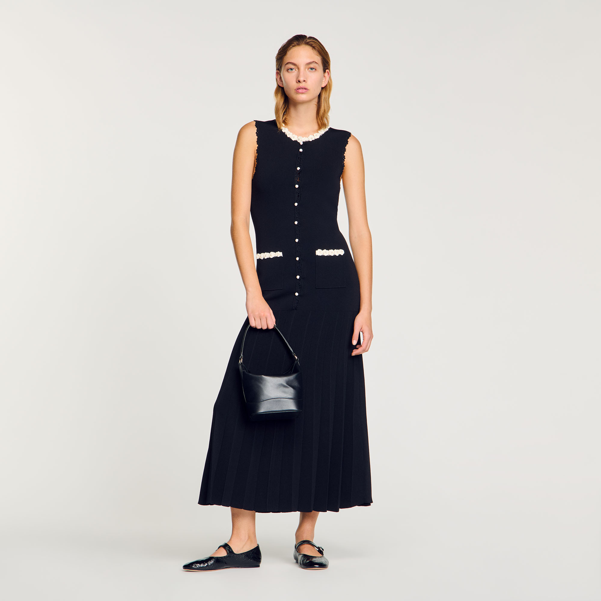 Sandro Maxi dress with crochet detailing