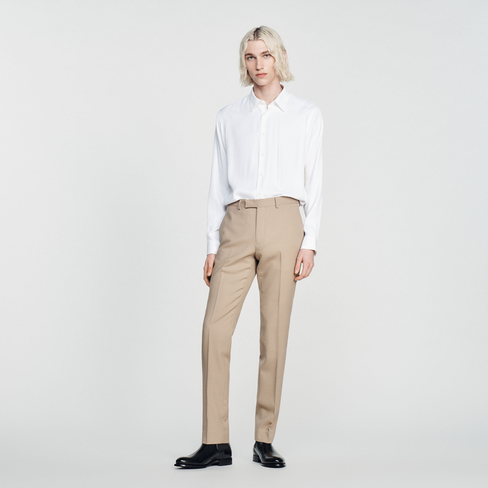 Sandro wool Wool suit trousers with a classic cut and pockets on the sides and back
