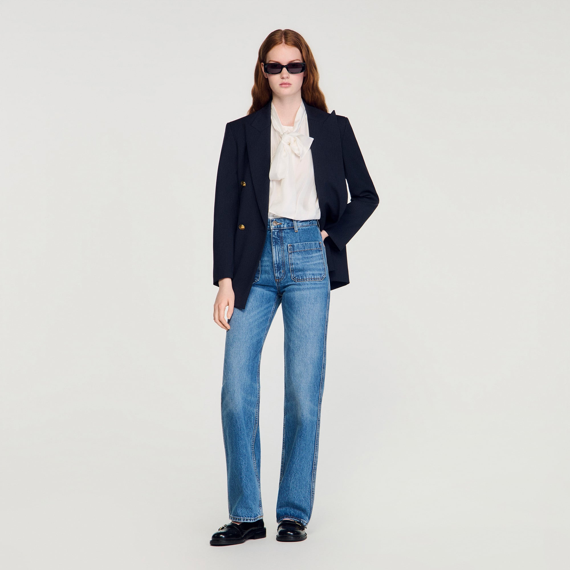 Flared faded jeans