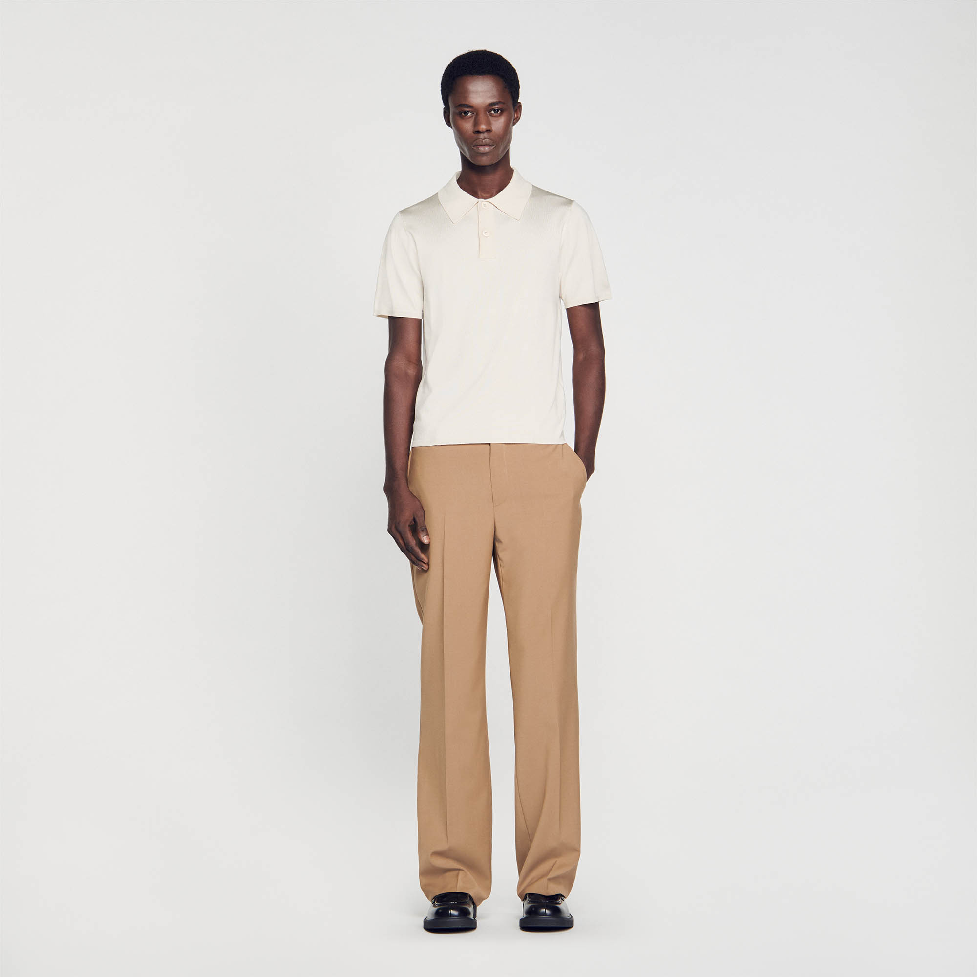 Sandro acetate Knitted polo shirt with a button-up collar and short sleeves