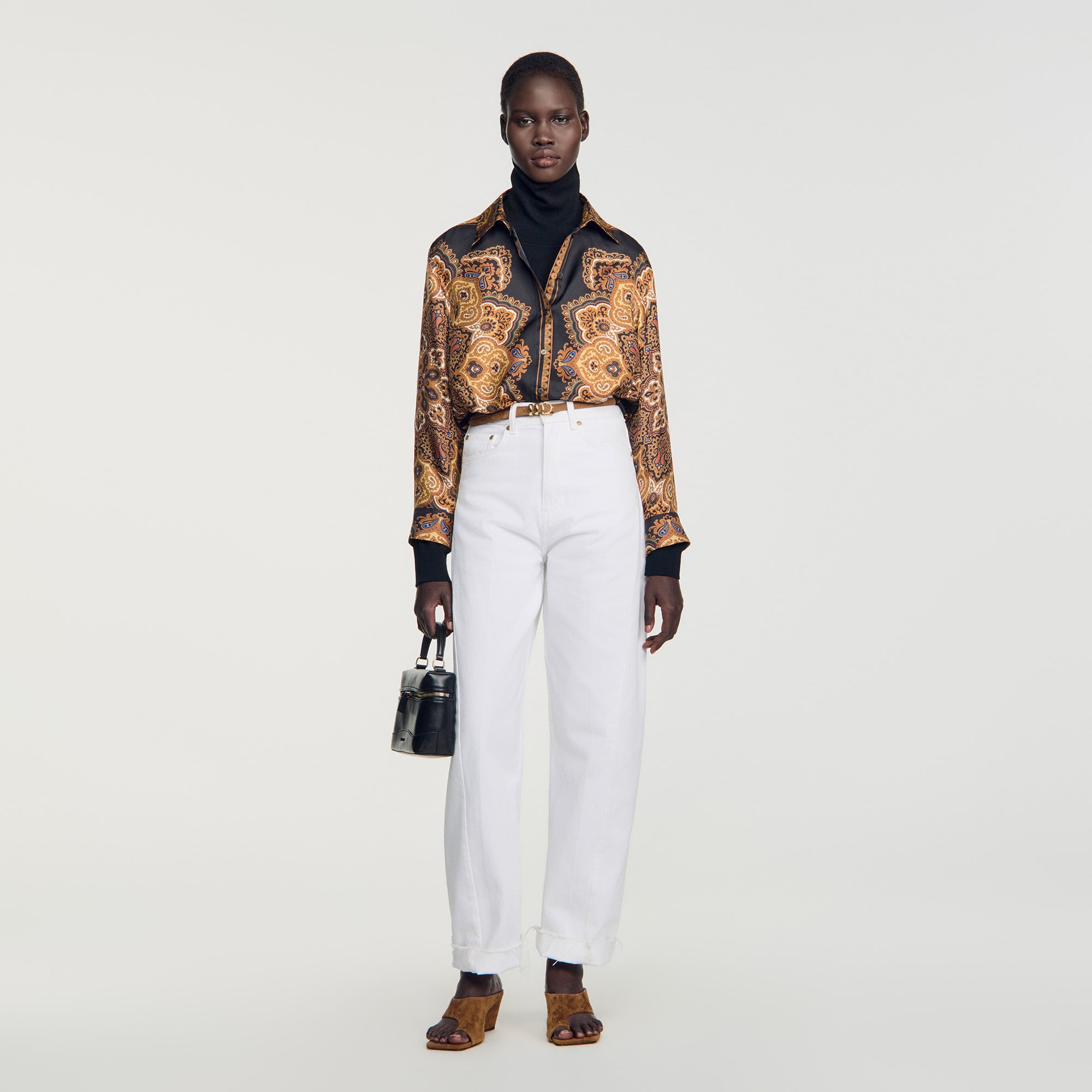 Scarf print silk shirt
