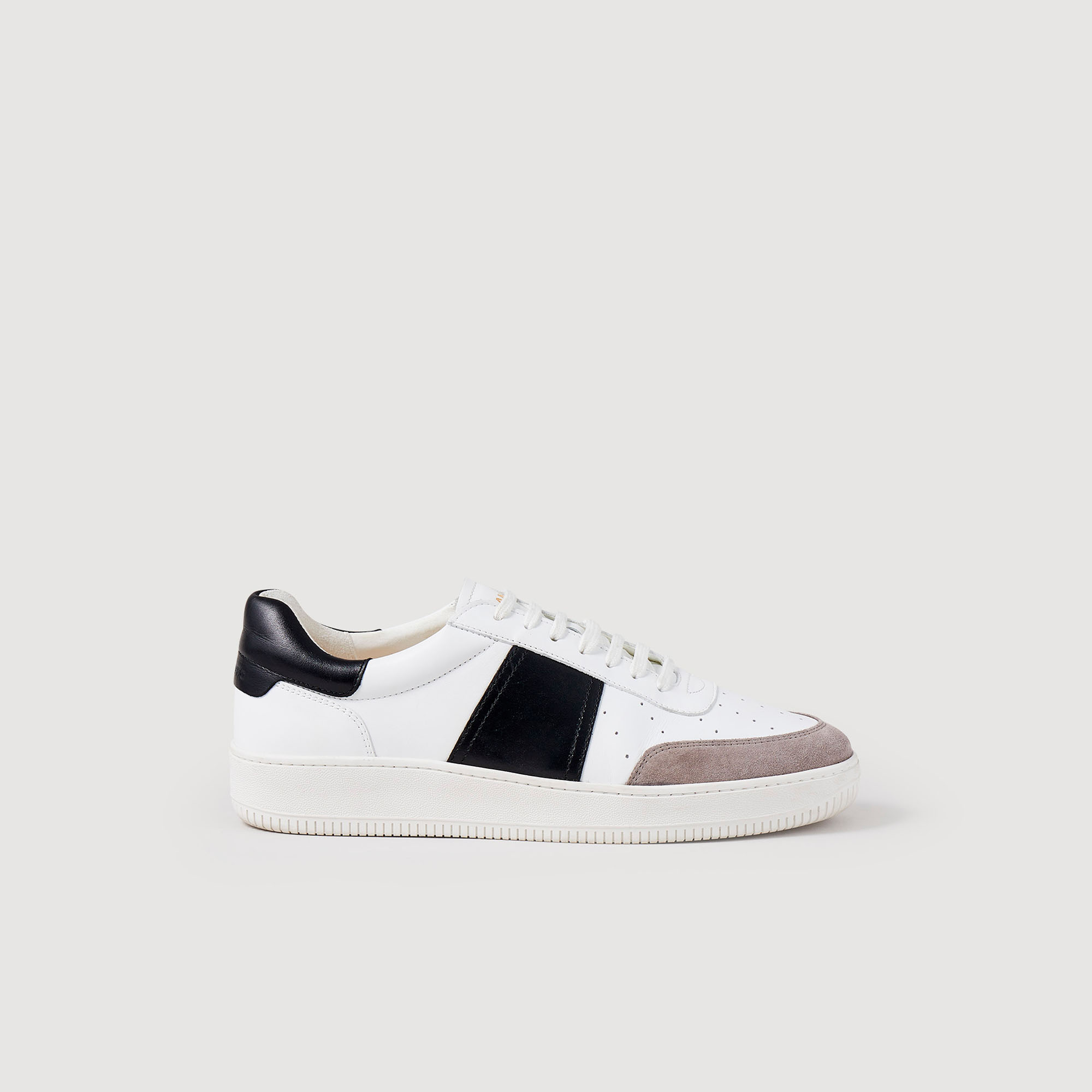 Sandro polyamide Low-top leather and split leather sneakers with lace fastening, Sandro signature on the tongue and logo on the sole