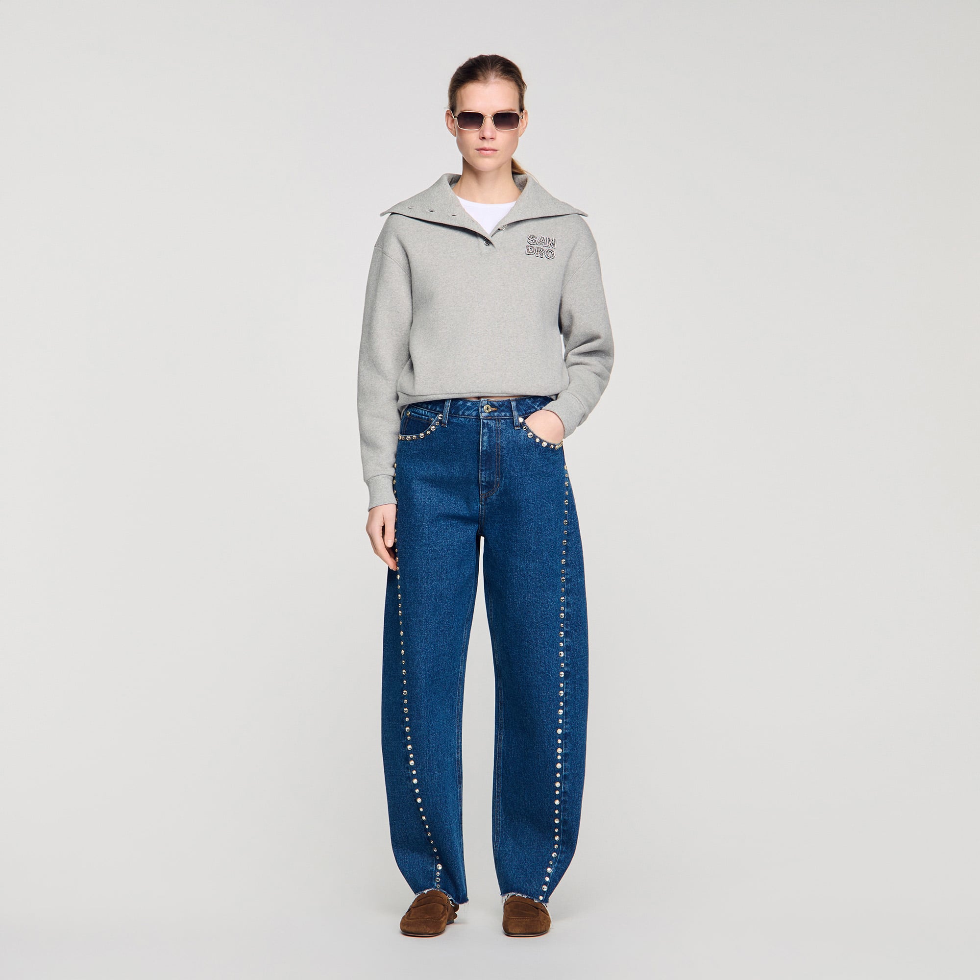 Rhinestone barrel jeans