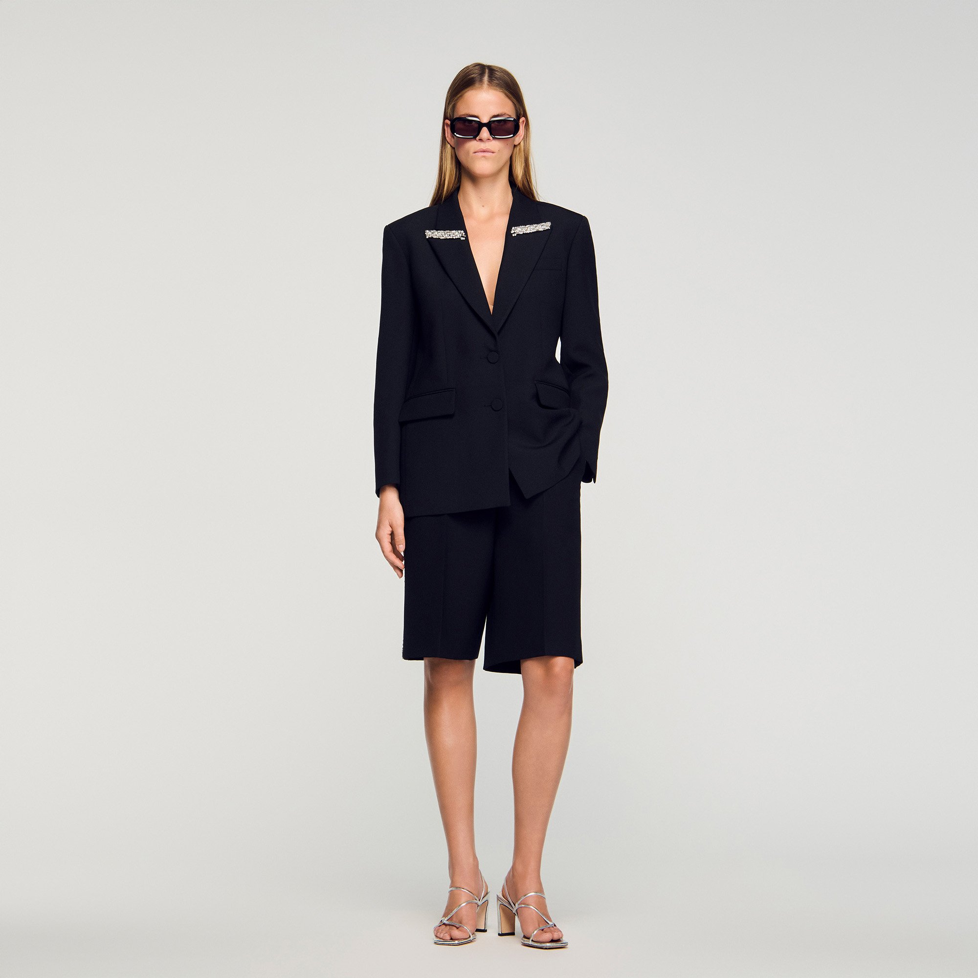 Sandro Jacket with rhinestone stripe