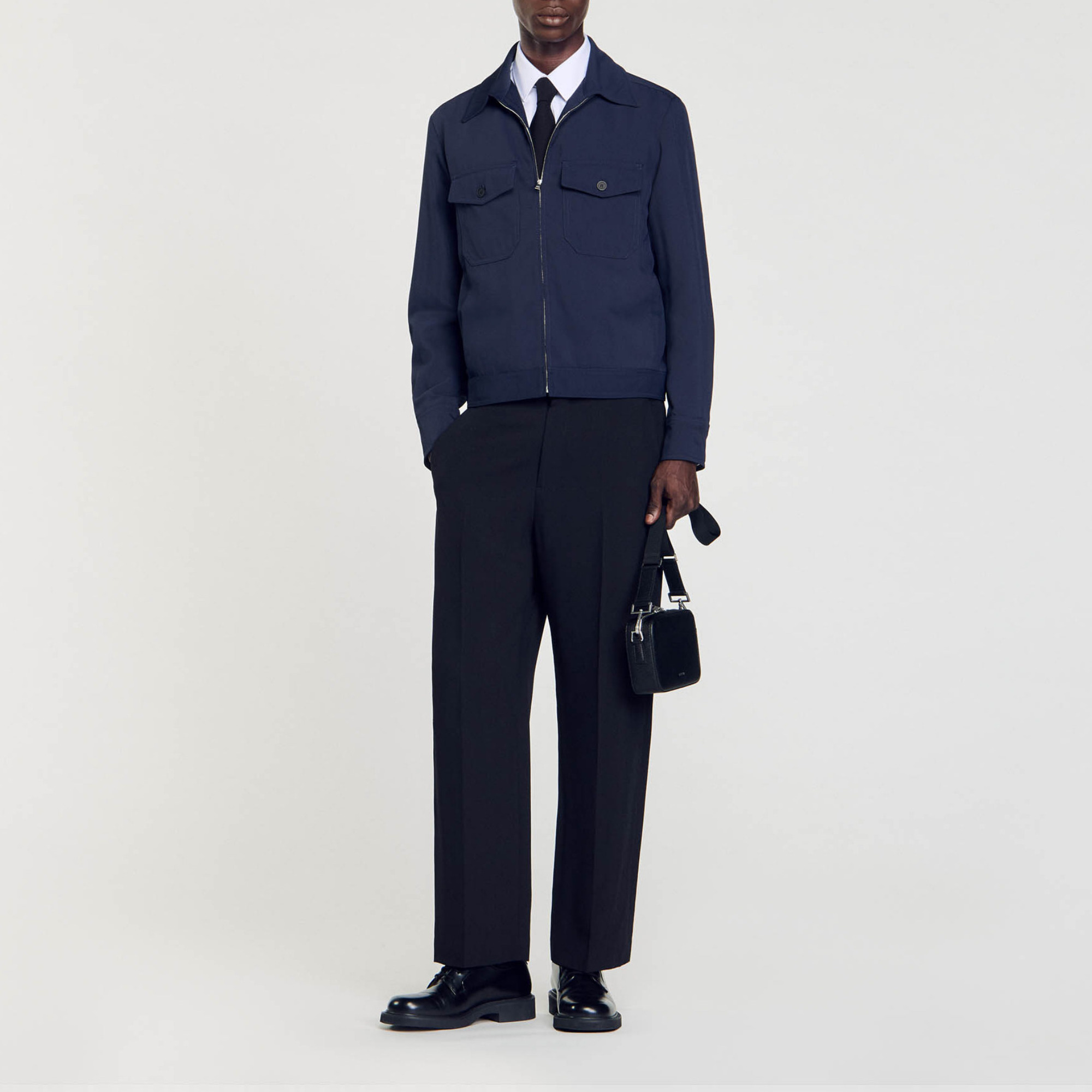 Zip-up jacket blue for Men | Sandro Paris