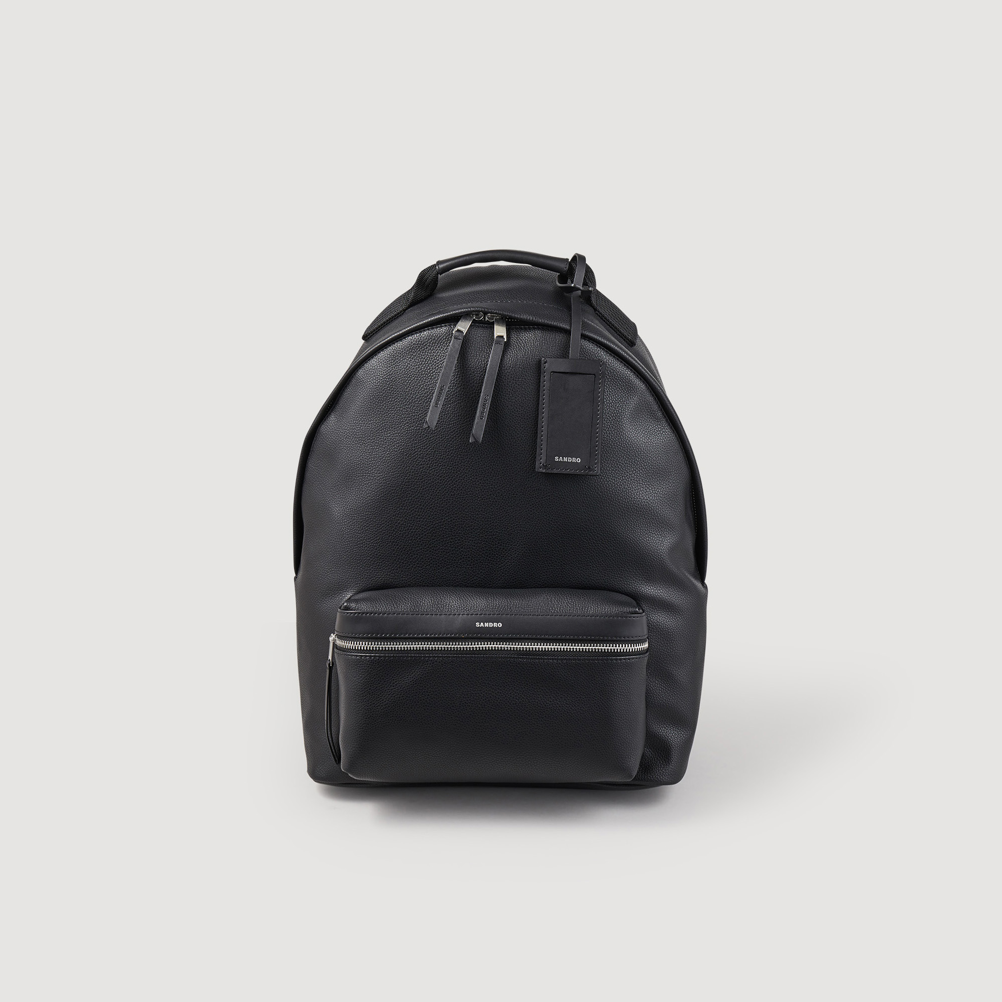 Sandro polyester Lining: Sandro men's backpack â€¢ Coated canvas â€¢ Double zip fastening with logo â€¢ Zipped main compartment â€¢ Outer pocket with embossed leather trim â€¢ Two inside pockets, one of them zipped â€¢ Adjustable padded straps