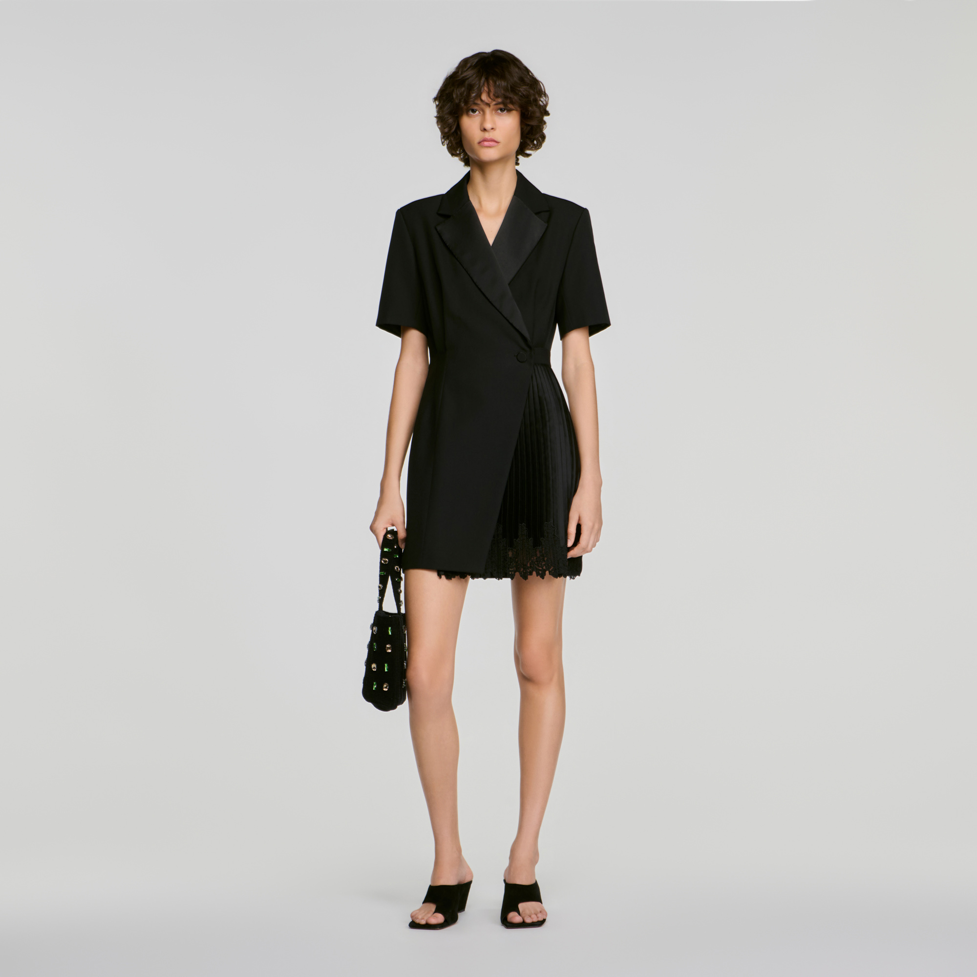 Tailored collar wraparound dress