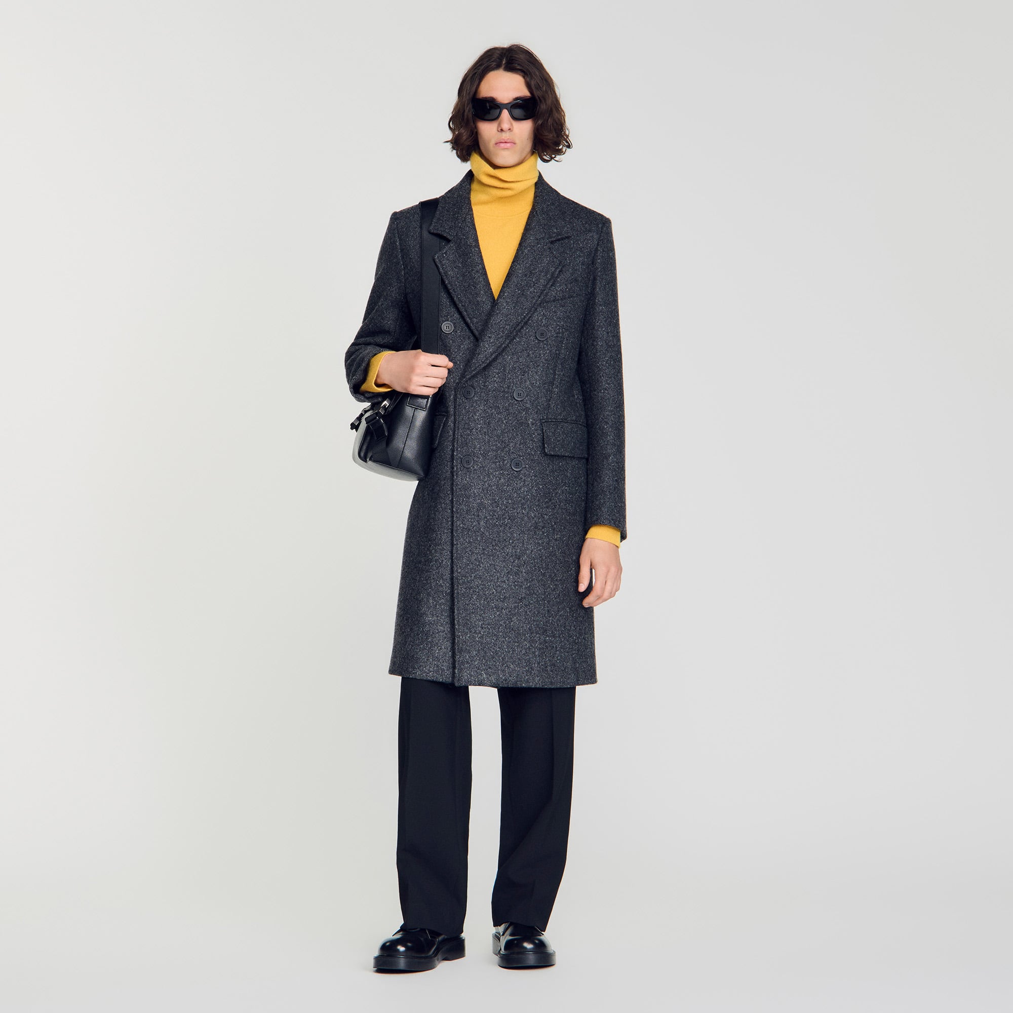 Double-breasted virgin wool coat